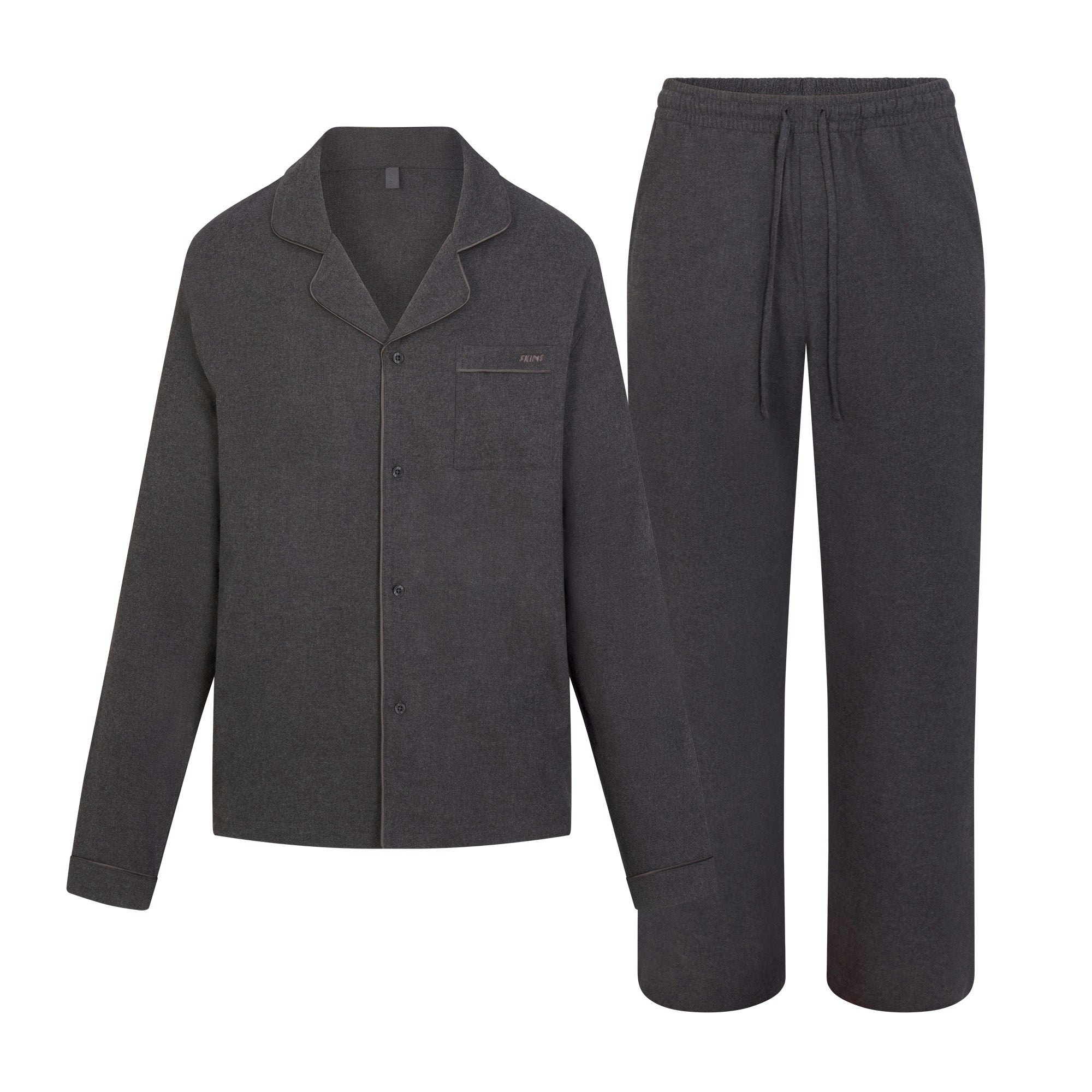 FLANNEL SLEEP MENS SLEEP SET | ASH HEATHER GREY FLAT ON A WHITE BACKGROUND