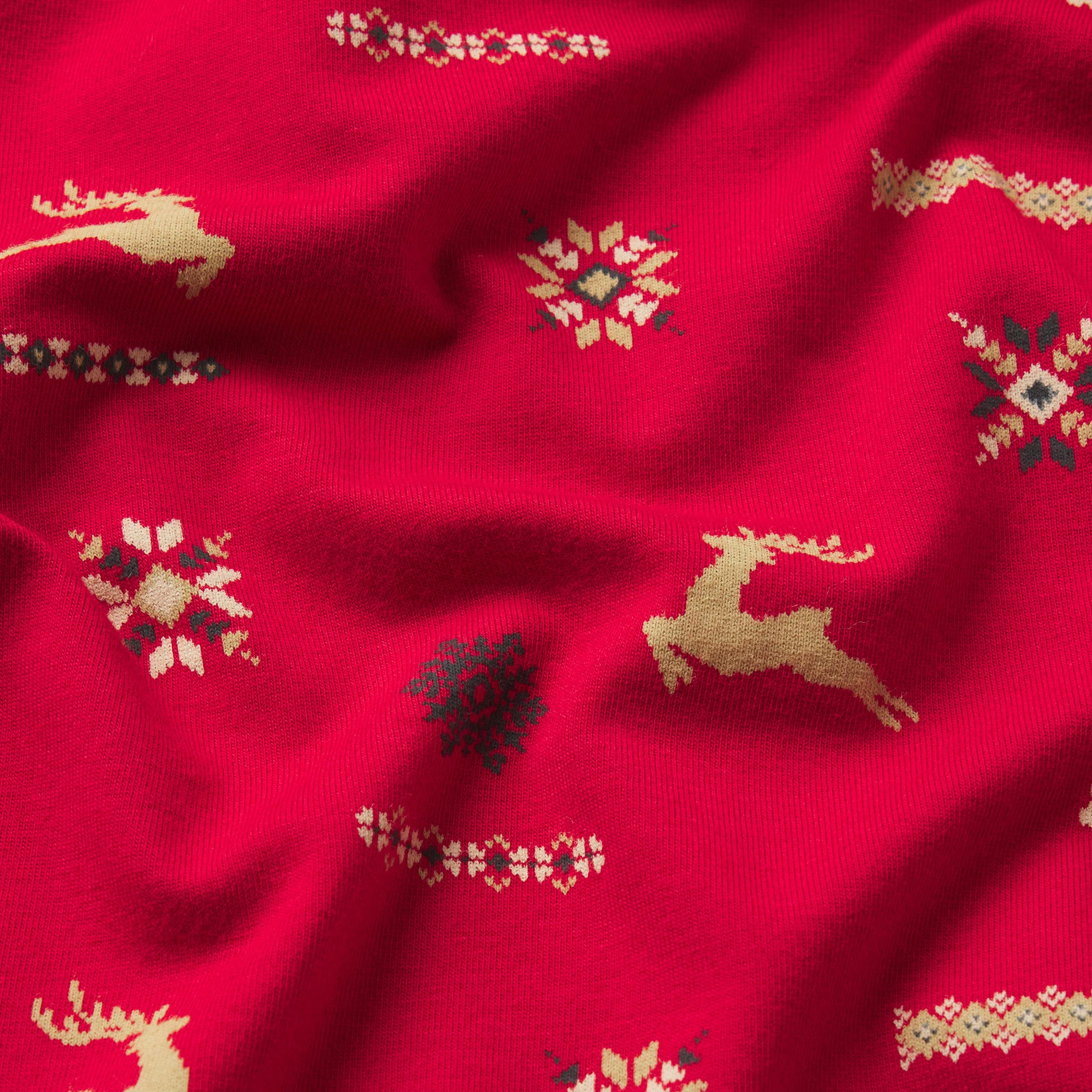 JERSEY SLEEP MENS SLEEP SET | CRANBERRY VINTAGE DEER PRINT ADDITIONAL FABRIC DETAILS