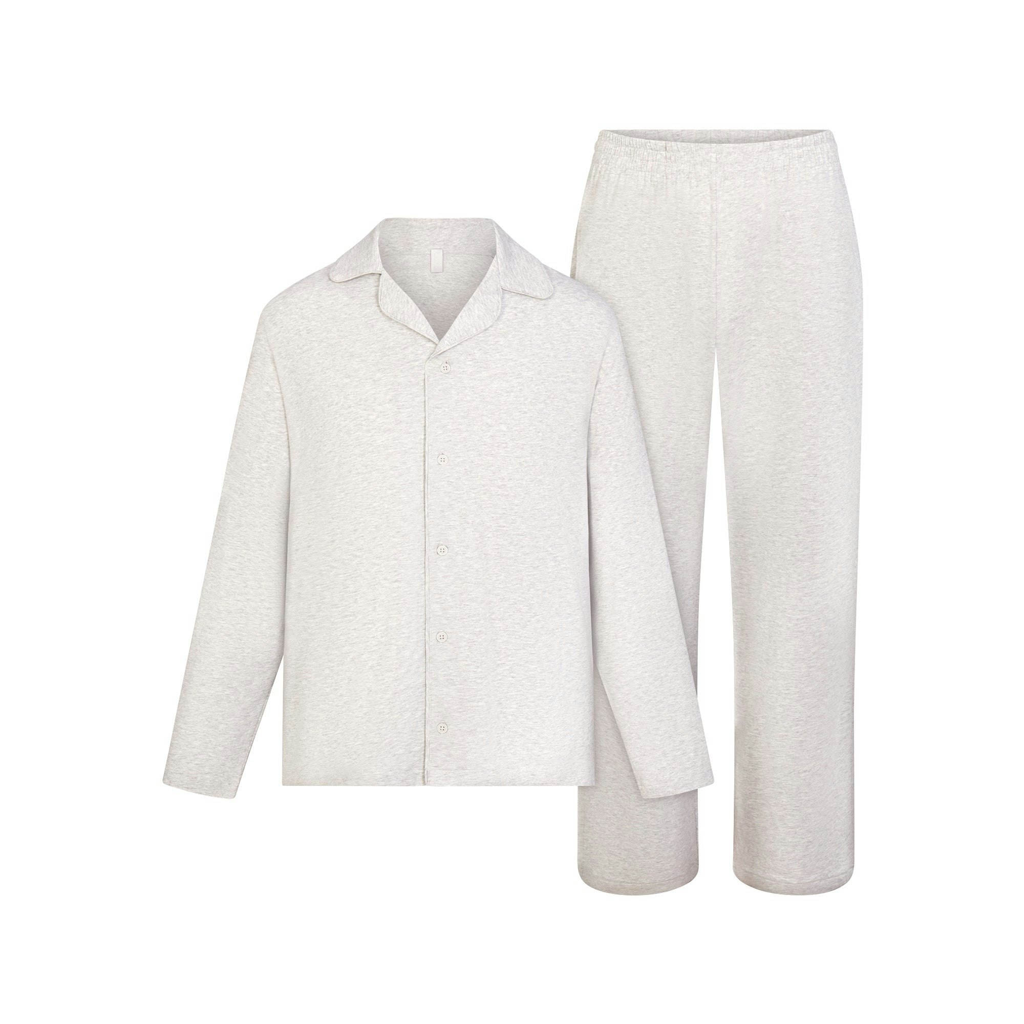 JERSEY SLEEP MENS SLEEP SET | LIGHT HEATHER GREY FLAT ON A WHITE BACKGROUND | FLT