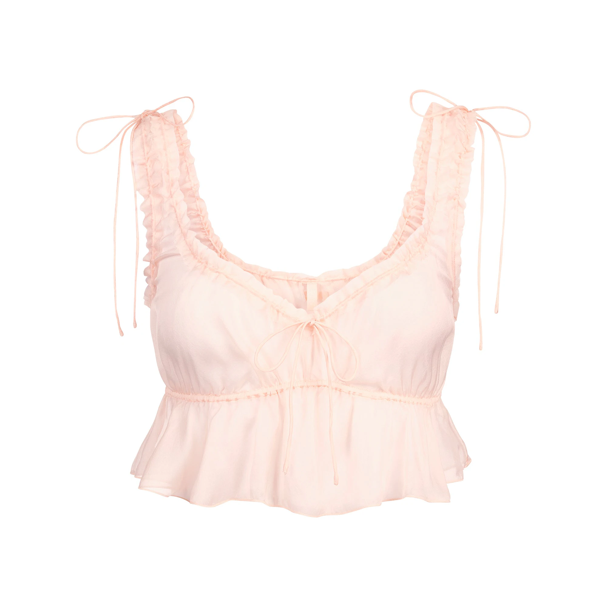 SKIMS ROMANCE BABYDOLL AND SHORT SET | PRIMROSE FLAT ON A WHITE BACKGROUND | FLT