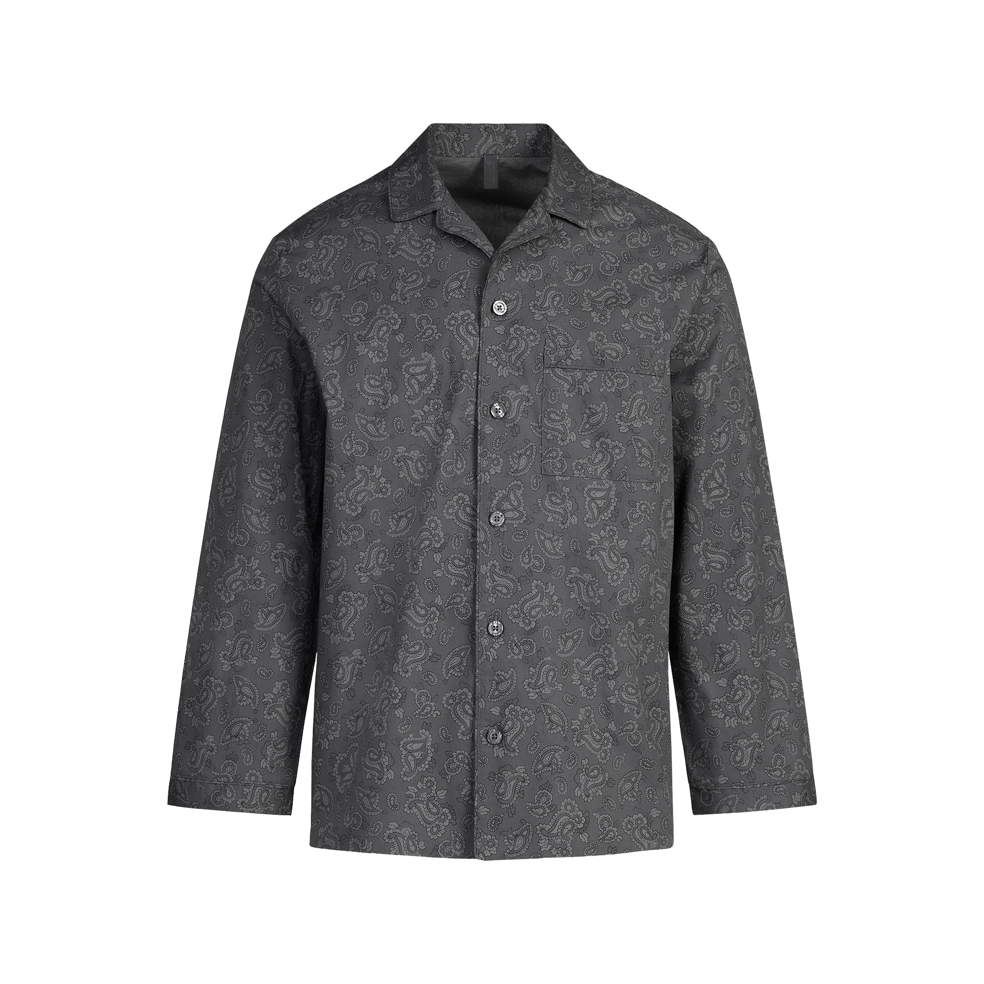 COTTON POPLIN MENS LONG SLEEP SET | ASH PAISLEY PRINT FLAT ON A WHITE BACKGROUND | FLT