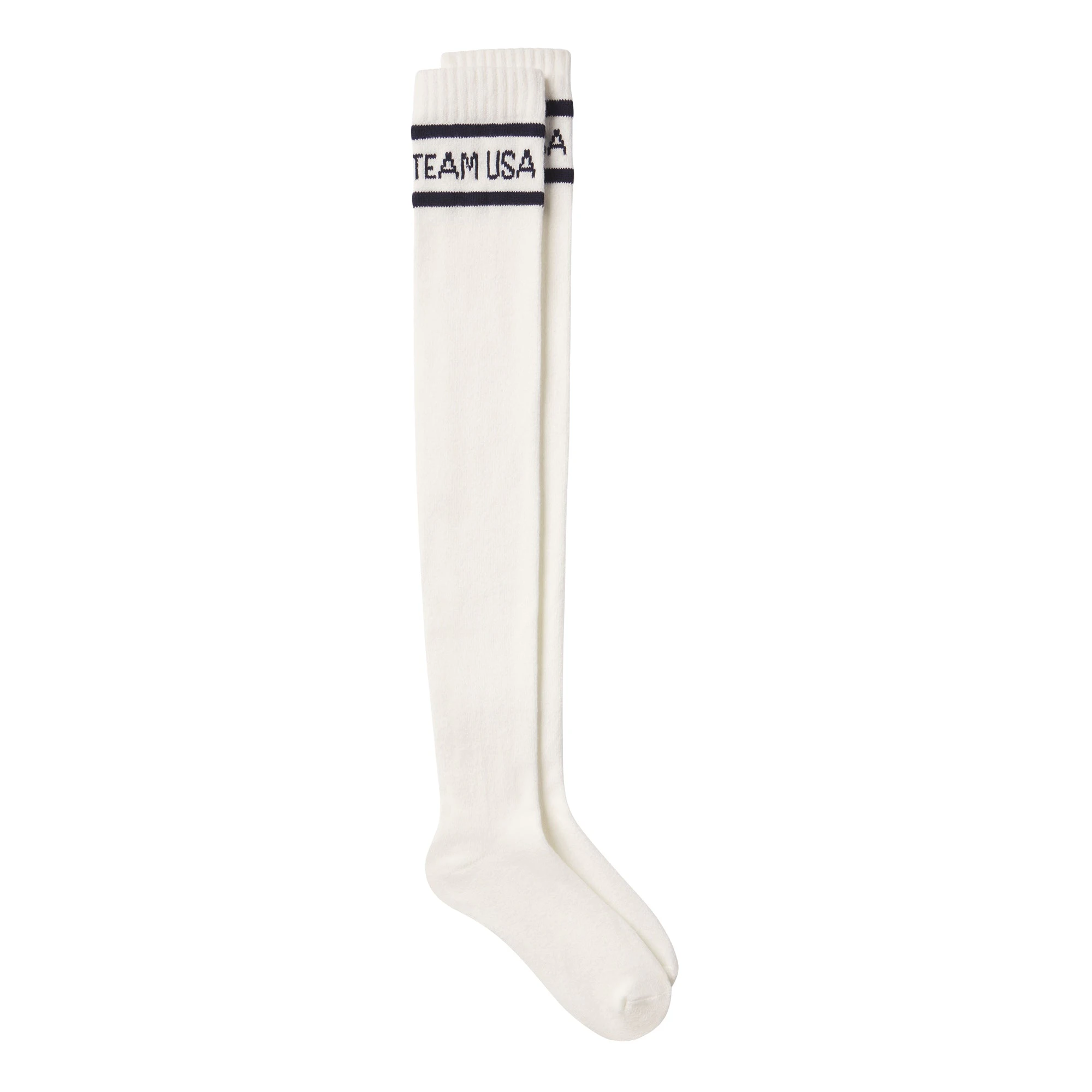 SKIMS FOR TEAM USA OLYMPIC THIGH HIGH SOCK | ECRU FLAT ON A WHITE BACKGROUND | FLT