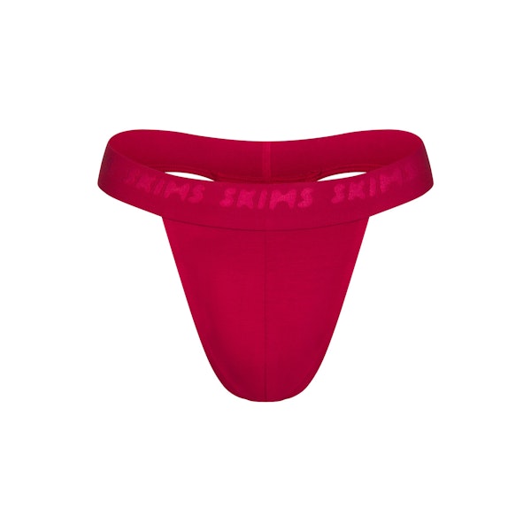 SKIMS STRETCH MENS THONG | RIO FLAT ON A WHITE BACKGROUND | FLT @ | FOCUS: 0.0, 1.0, 0.9