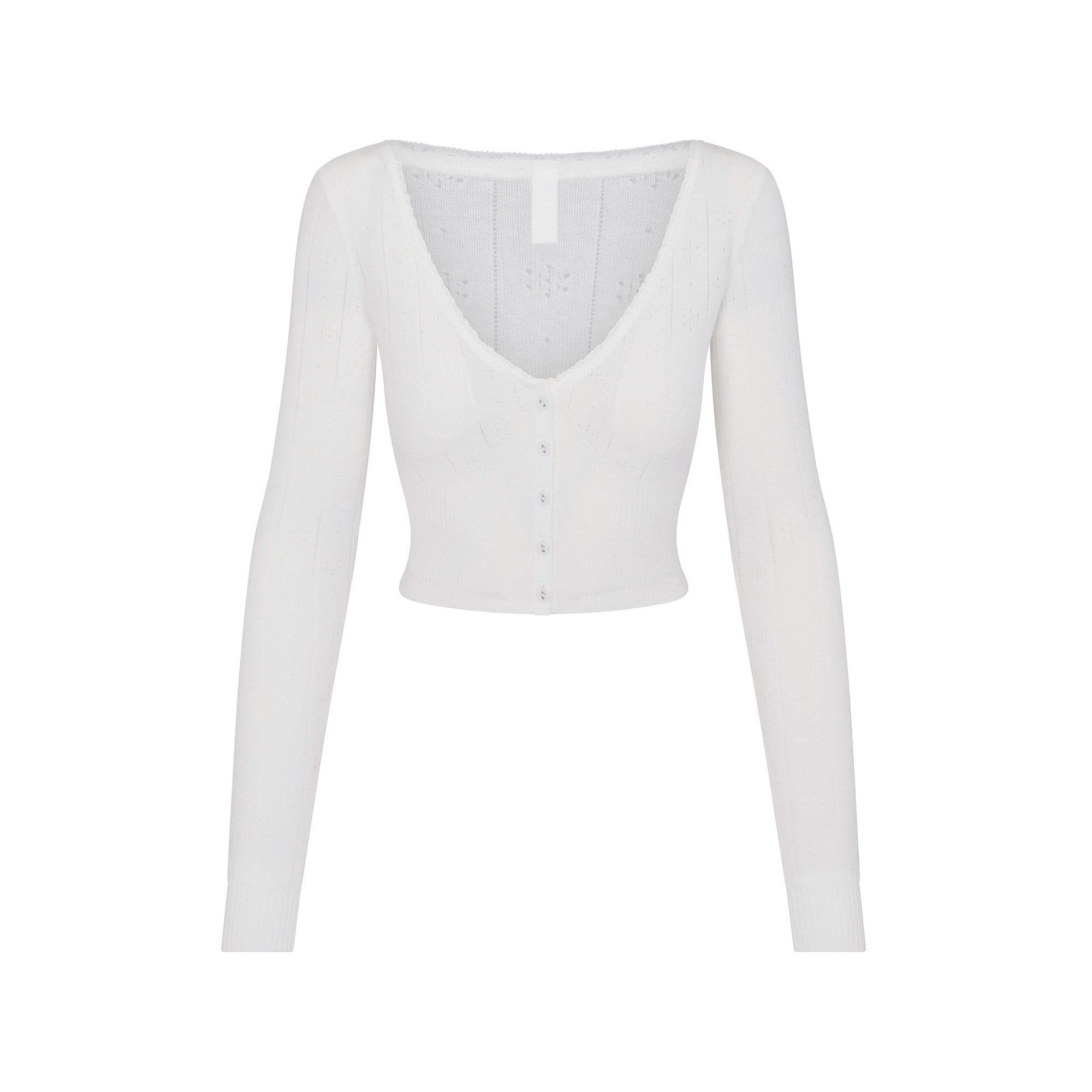 Pointelle cropped cardigan on sale