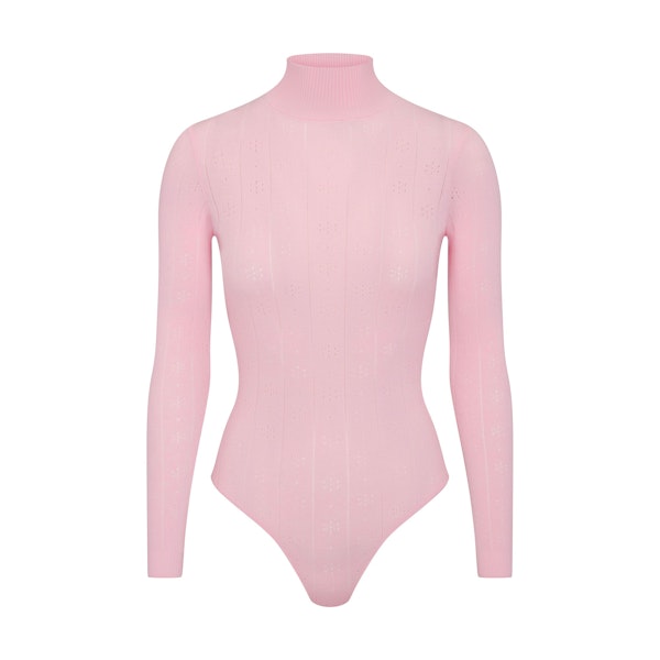 SWEATER POINTELLE TURTLENECK BODYSUIT | BABY PINK ADDITIONAL FABRIC DETAILS