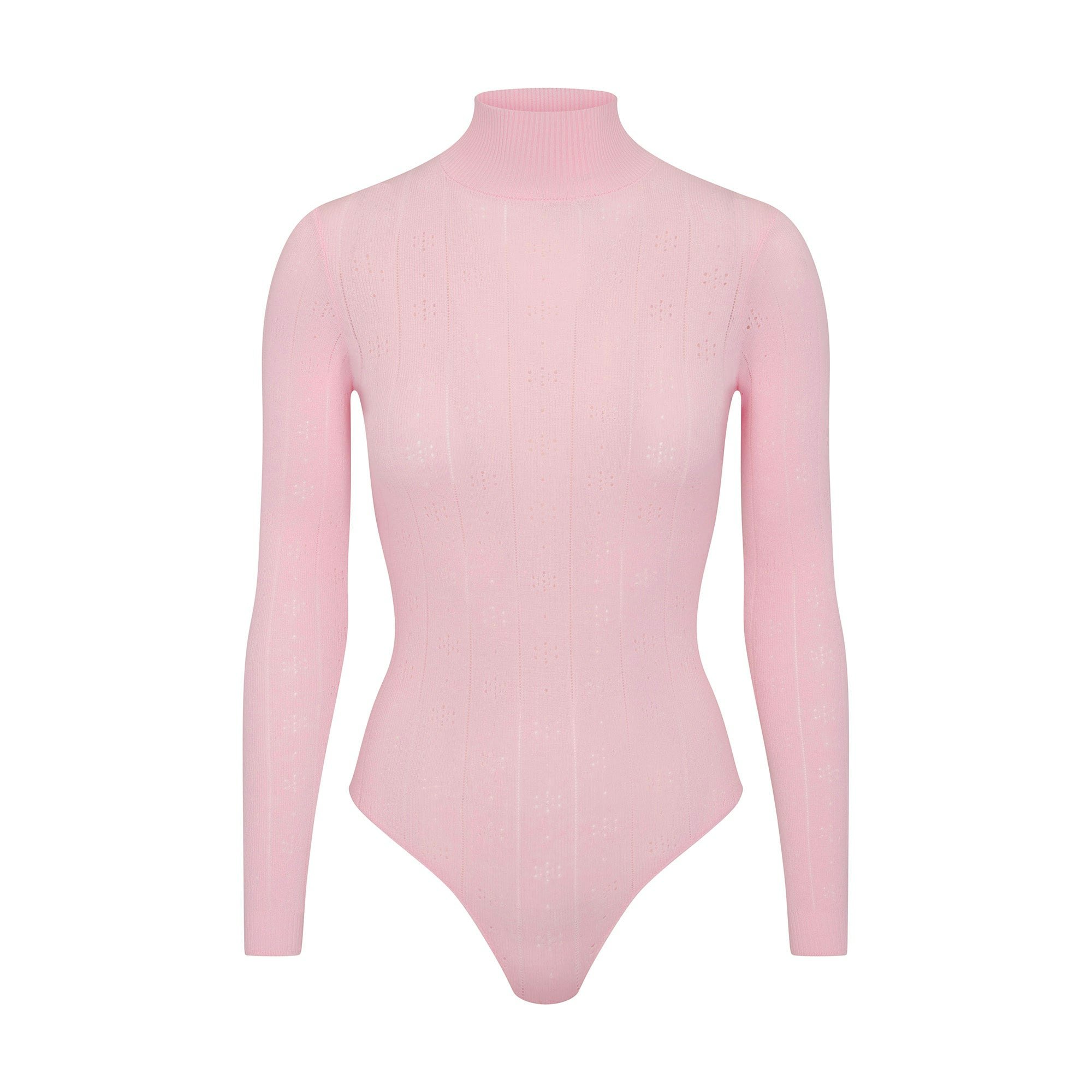 SWEATER POINTELLE TURTLENECK BODYSUIT | BABY PINK ADDITIONAL FABRIC DETAILS
