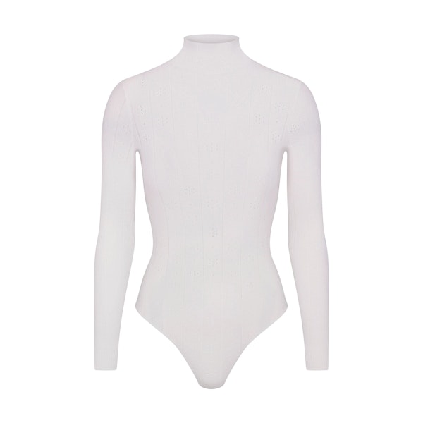 SWEATER POINTELLE TURTLENECK BODYSUIT | MARBLE ADDITIONAL FABRIC DETAILS
