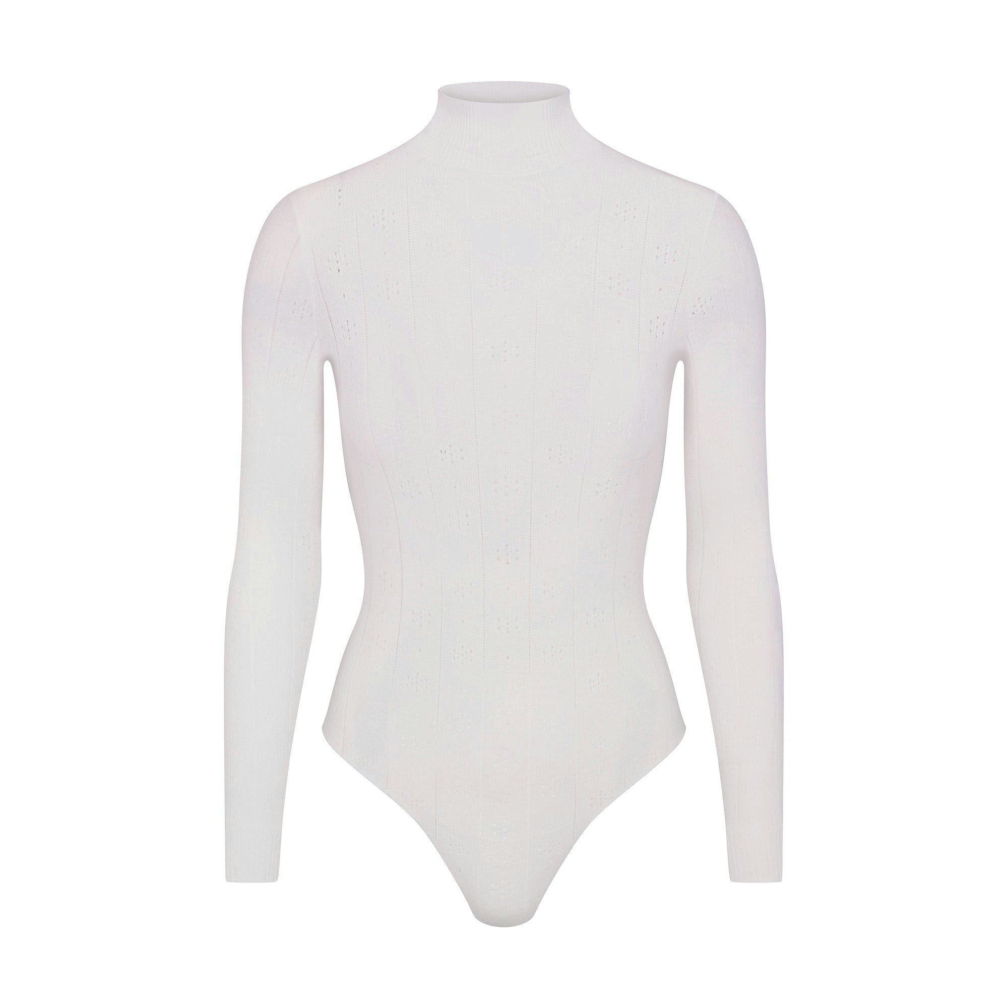 SWEATER POINTELLE TURTLENECK BODYSUIT | MARBLE ADDITIONAL FABRIC DETAILS