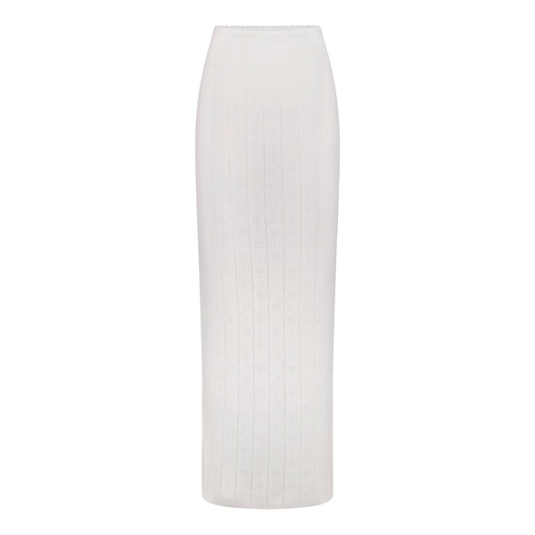 SWEATER POINTELLE LONG SKIRT | MARBLE ADDITIONAL FABRIC DETAILS