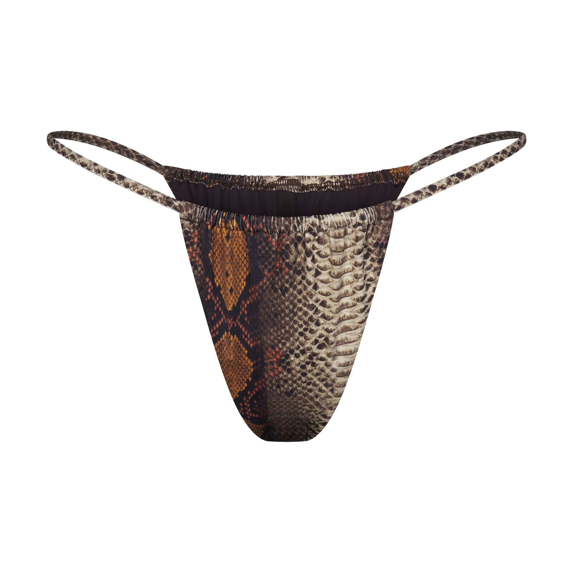 SIGNATURE SWIM STRING BIKINI BOTTOM | DESERT SNAKE PRINT (BIKINI BOTTOMS, SWIM) LAYS FLAT ON A WHITE BACKGROUND | FLT