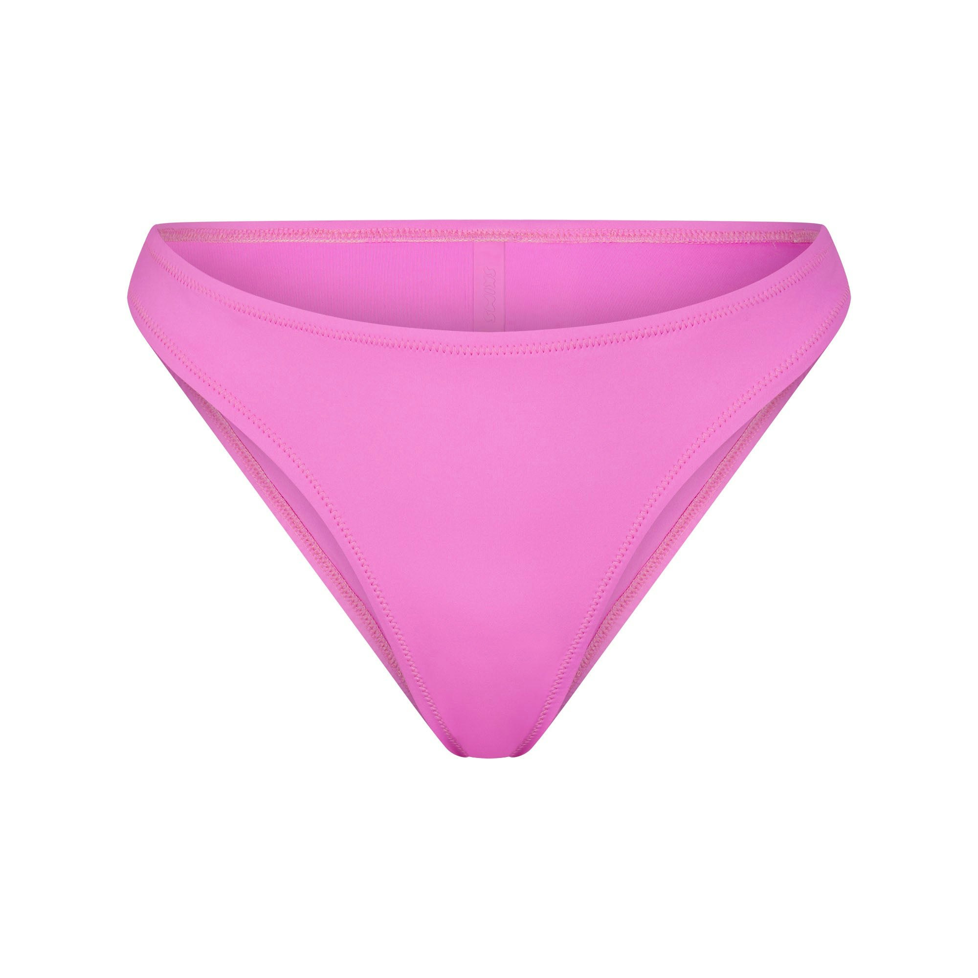 SIGNATURE SWIM MID COVERAGE BOTTOM | NEON ORCHID (BIKINI BOTTOMS, SWIM) LAYS FLAT ON A WHITE BACKGROUND