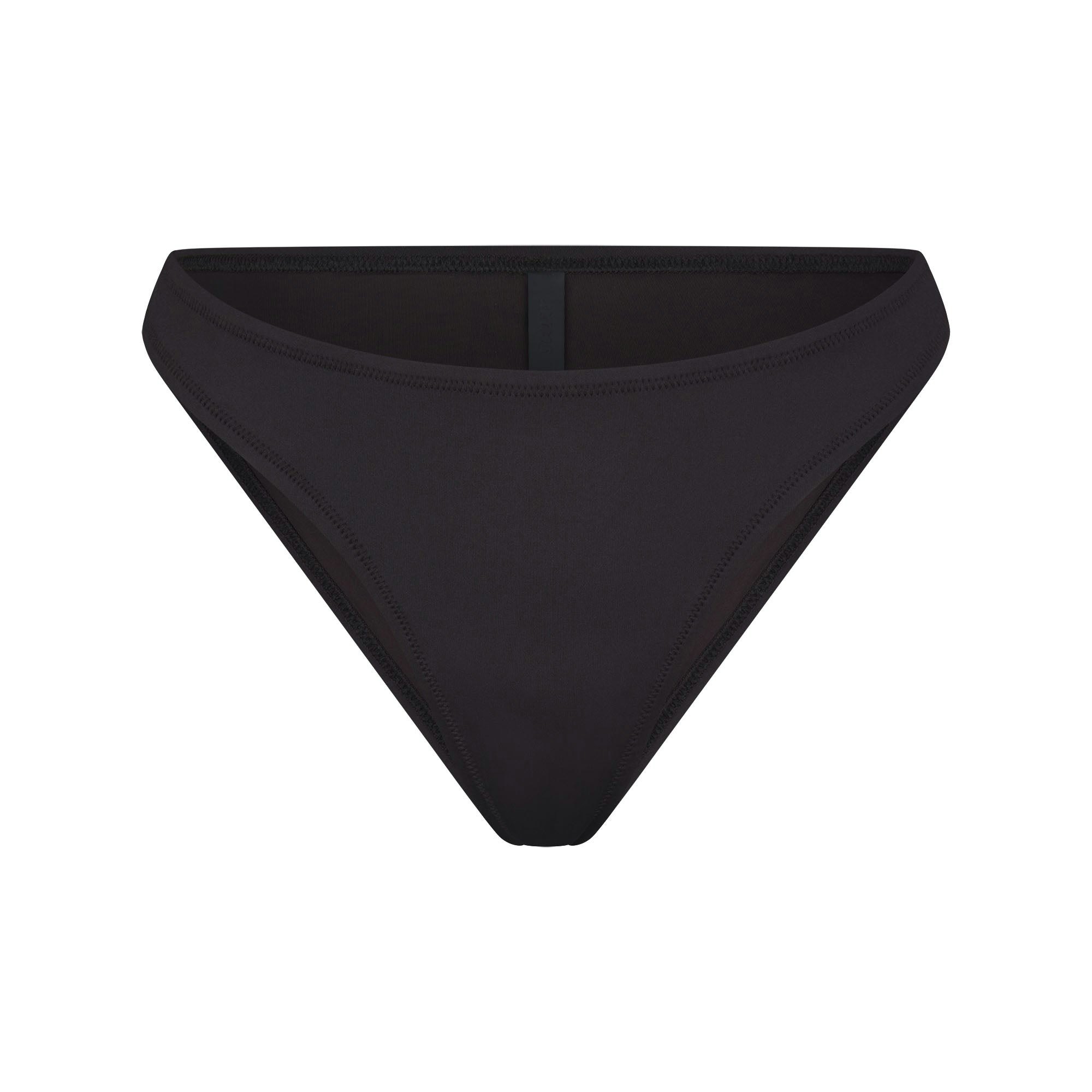 SIGNATURE SWIM MID COVERAGE BOTTOM | ONYX (BIKINI BOTTOMS, SWIM) LAYS FLAT ON A WHITE BACKGROUND | FLT