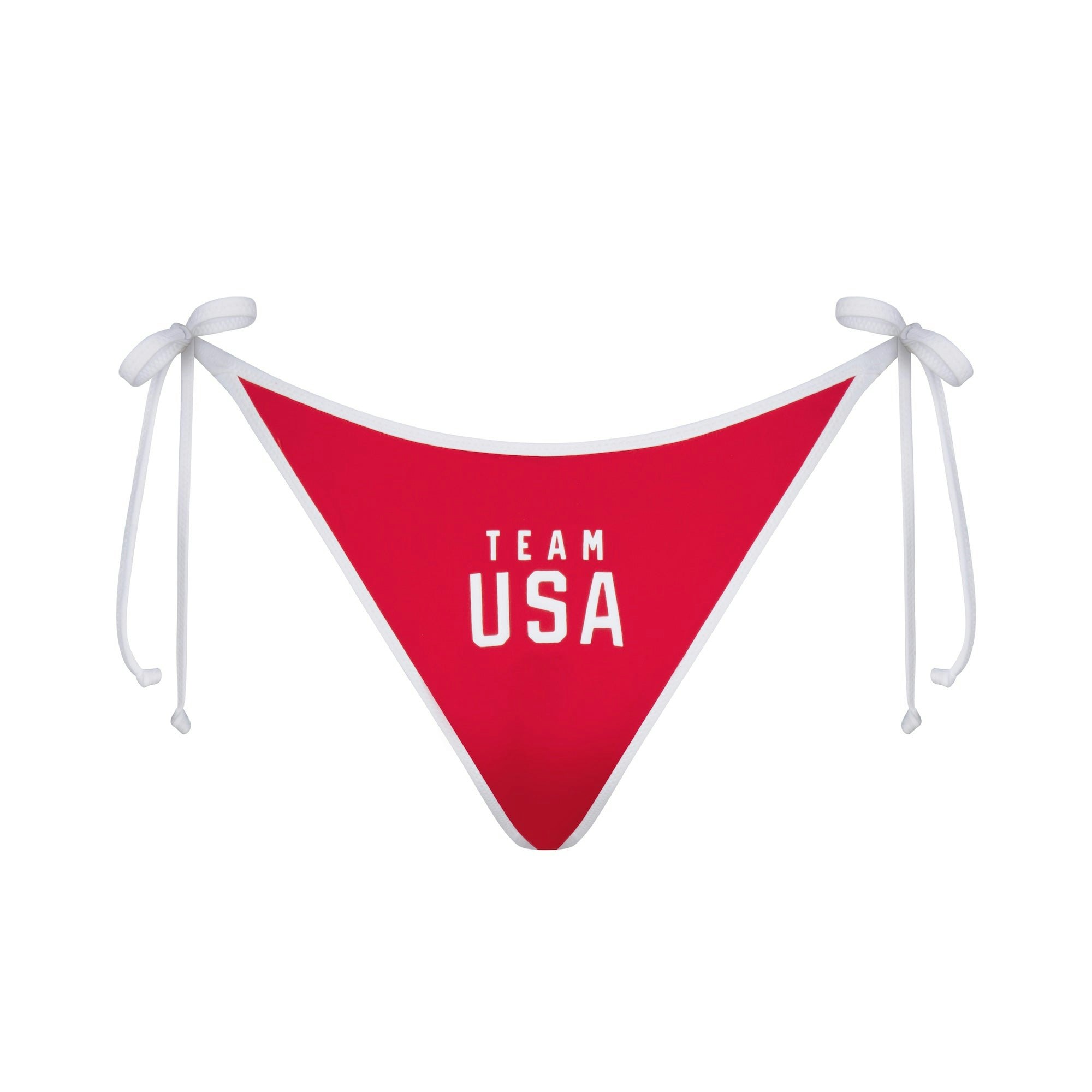 SKIMS FOR TEAM USA SIGNATURE SWIM OLYMPIC SCOOP NECK ONE PIECE | RED FLAT ON A WHITE BACKGROUND | FLT