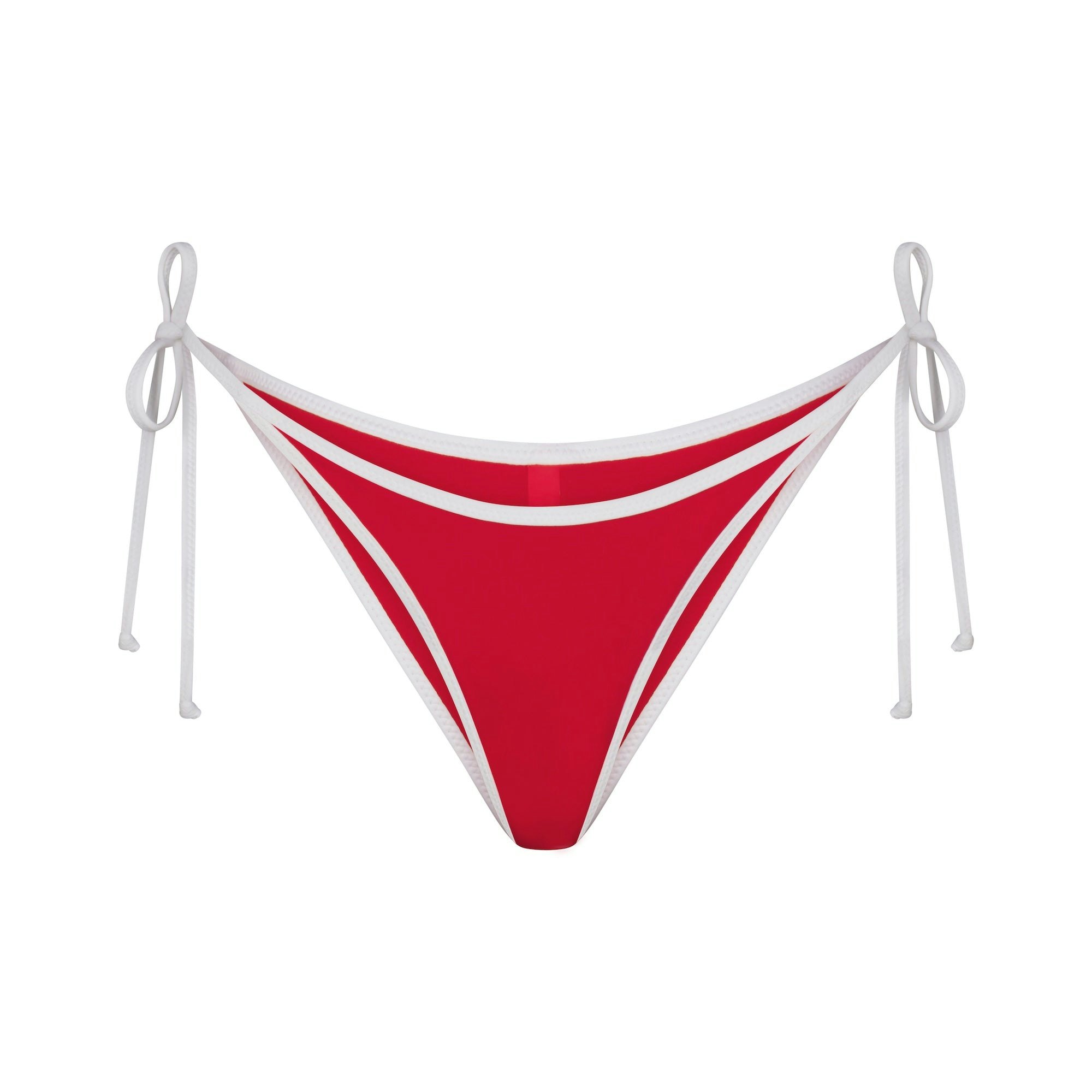 SKIMS FOR TEAM USA SIGNATURE SWIM DIPPED TIE BOTTOM | RED (BIKINI BOTTOMS, SWIM) FLAT ON A WHITE BACKGROUND | FLT