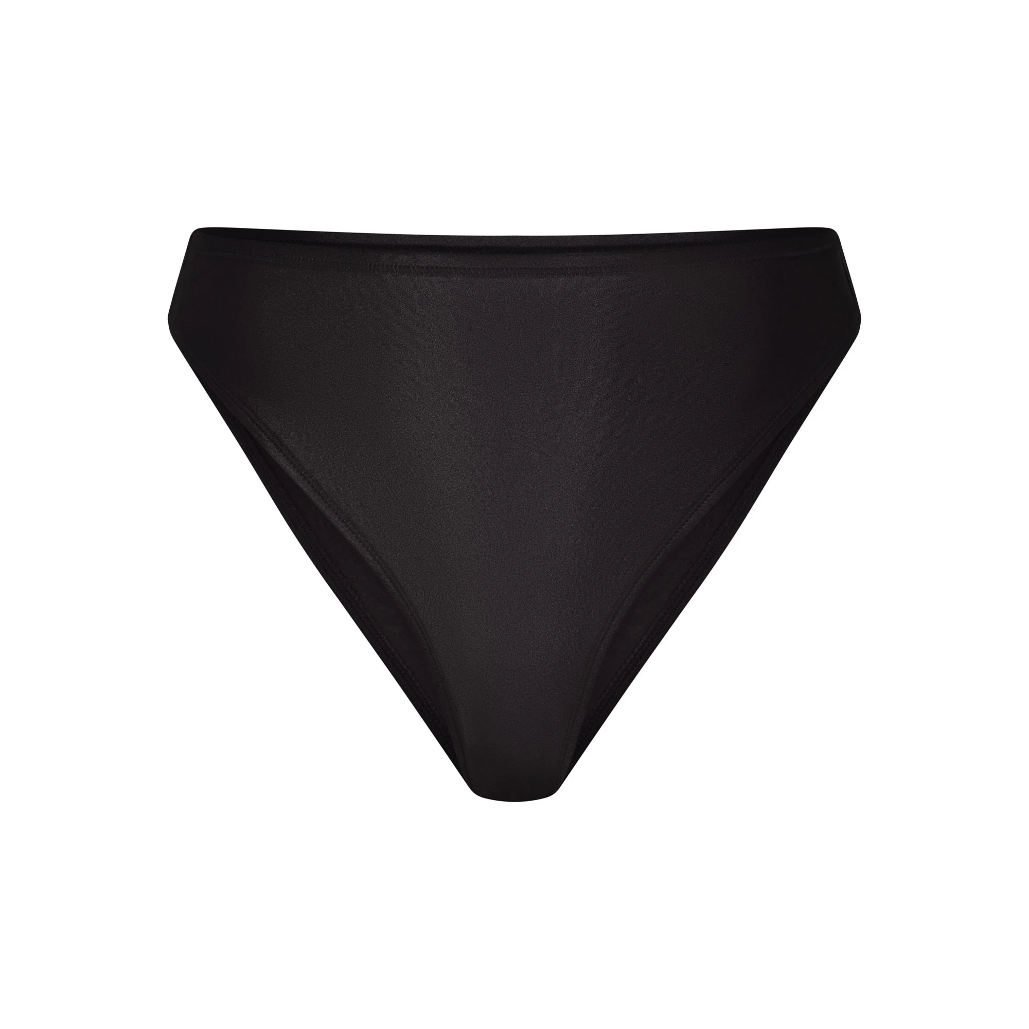 SHINE SWIM MID WAIST BOTTOM | ONYX (BIKINI BOTTOMS ,SWIM) FLAT ON A WHITE BACKGROUND | FLT