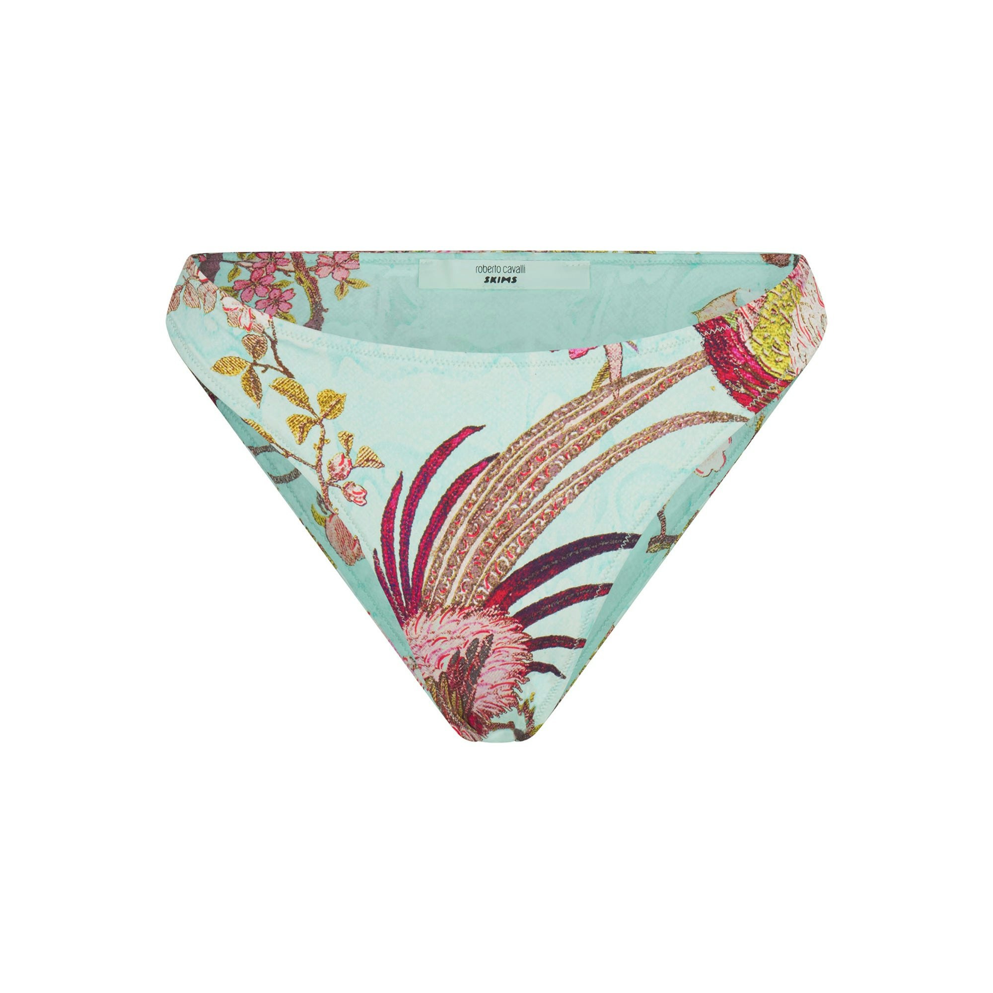 ROBERTO CAVALLI X SKIMS DIPPED BIKINI BOTTOM | FAGIANELLA PRINT FLAT ON A WHITE BACKGROUND | FLT