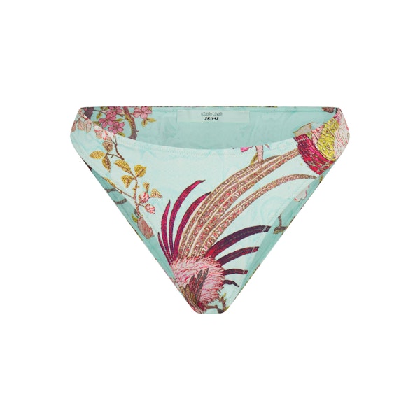 ROBERTO CAVALLI X SKIMS DIPPED BIKINI BOTTOM | FAGIANELLA PRINT FLAT ON A WHITE BACKGROUND | FLT