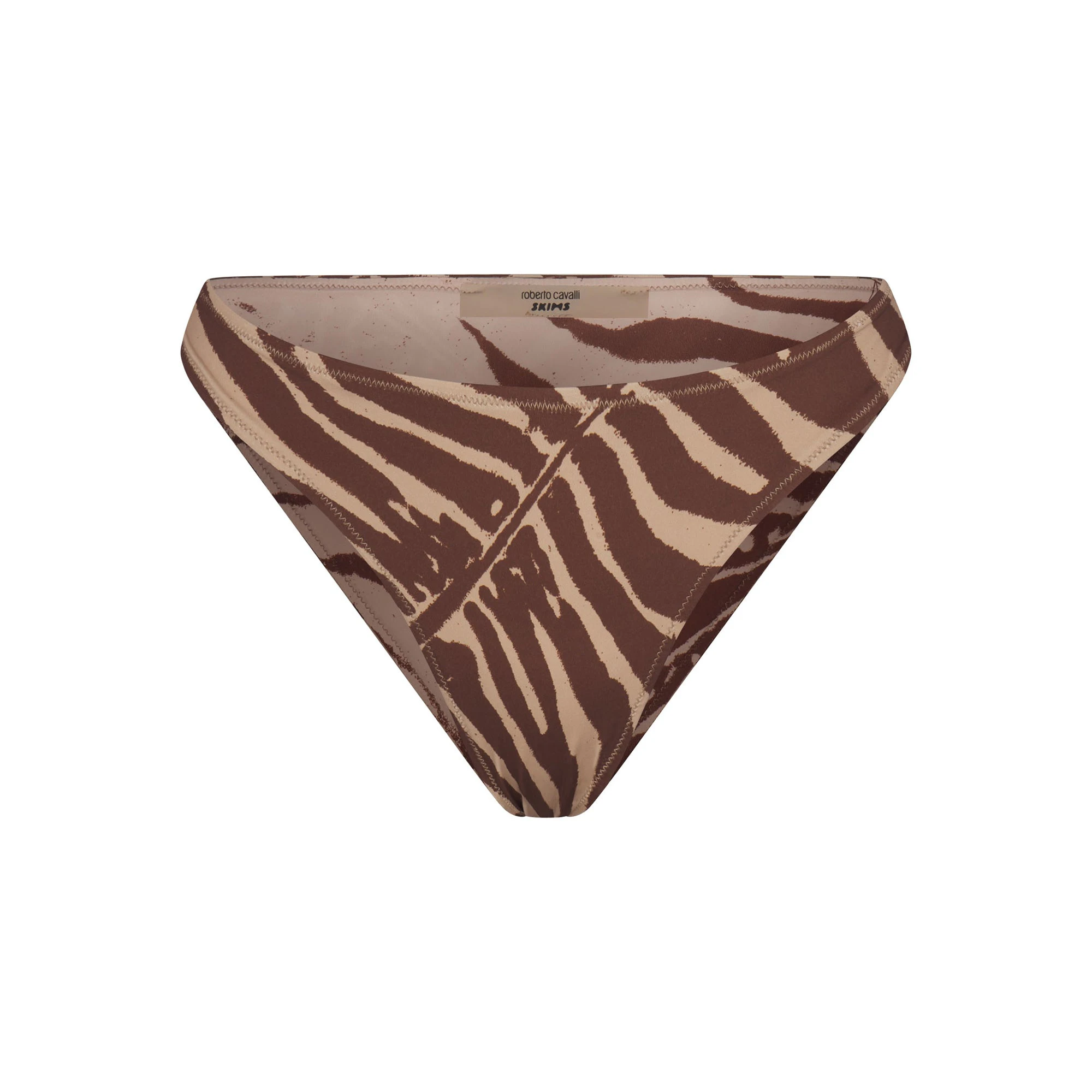 ROBERTO CAVALLI X SKIMS DIPPED BIKINI BOTTOM | ZEBRA PRINT FLAT ON A WHITE BACKGROUND | FLT