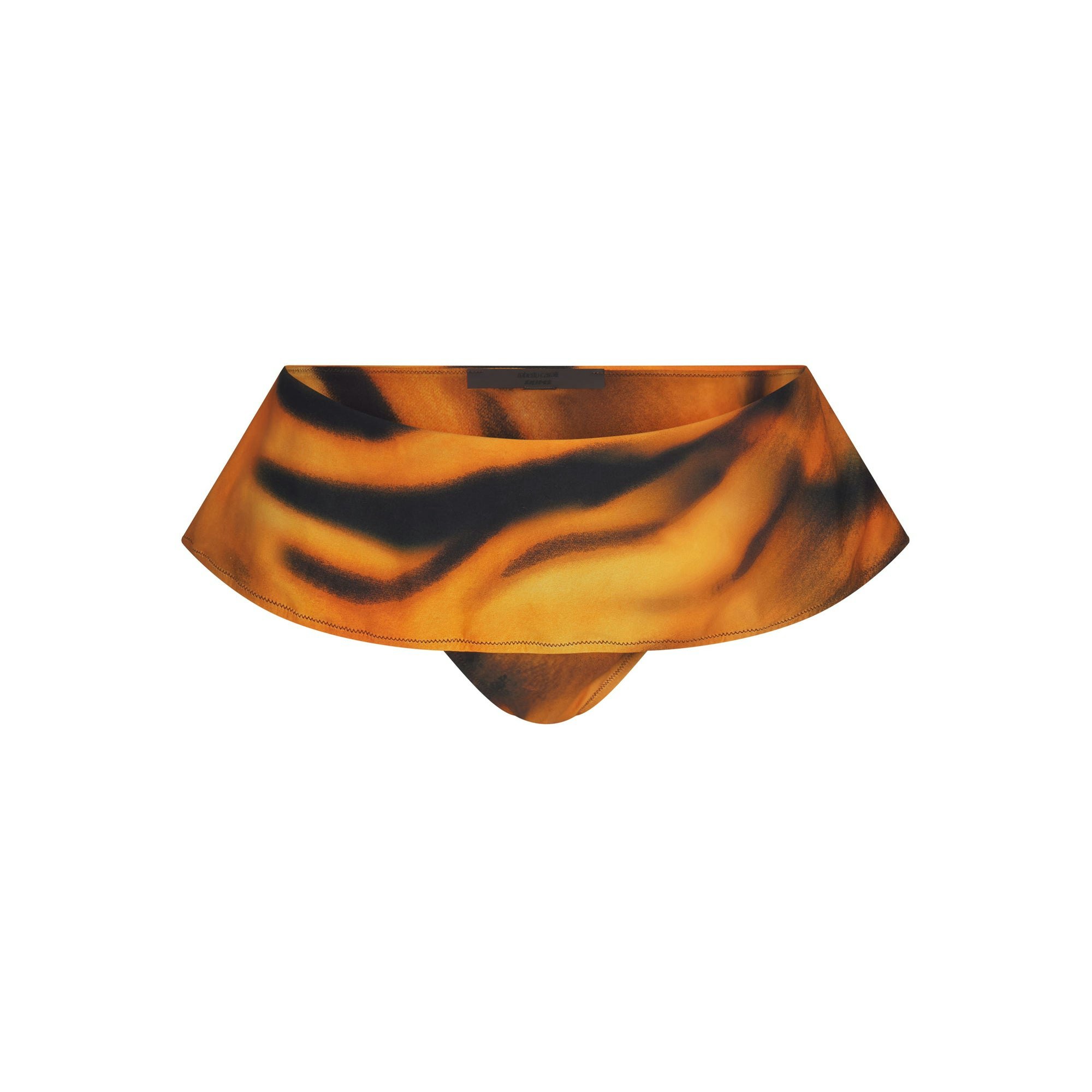 ROBERTO CAVALLI X SKIMS MICRO SKIRT BIKINI BOTTOM | TIGER FACE PRINT FLAT ON A WHITE BACKGROUND | FLT