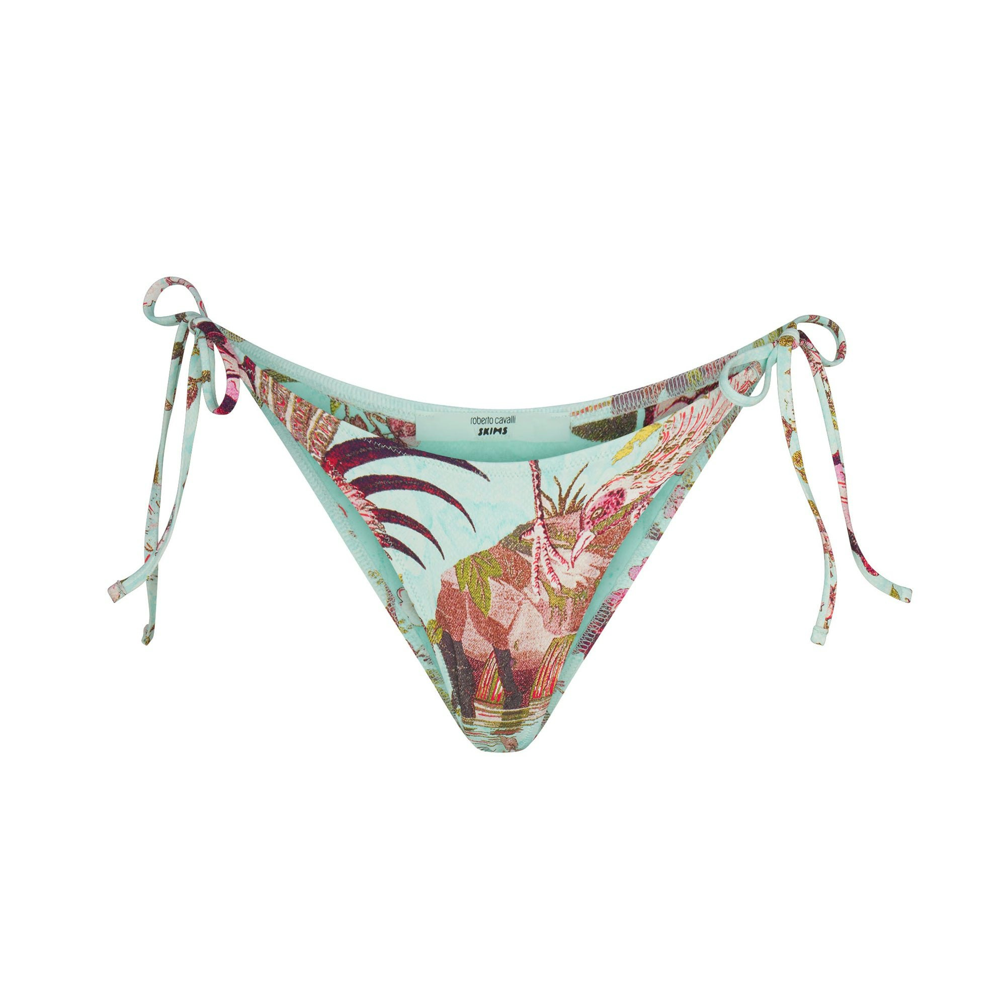 ROBERTO CAVALLI X SKIMS DIPPED TIE BIKINI BOTTOM | FAGIANELLA PRINT FLAT ON A WHITE BACKGROUND | FLT