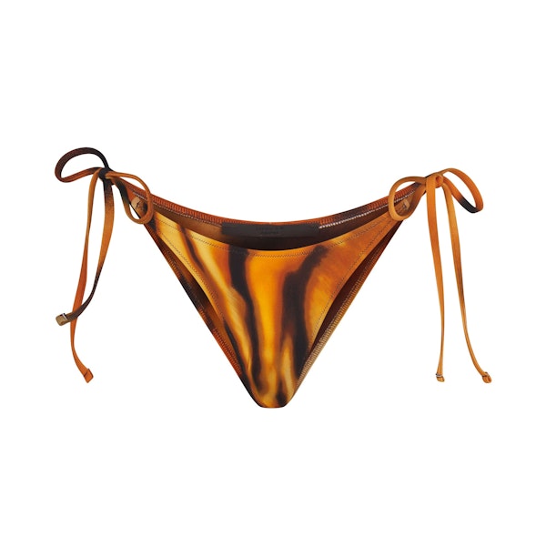 ROBERTO CAVALLI X SKIMS DIPPED TIE BIKINI BOTTOM | TIGER FACE PRINT FLAT ON A WHITE BACKGROUND | FLT
