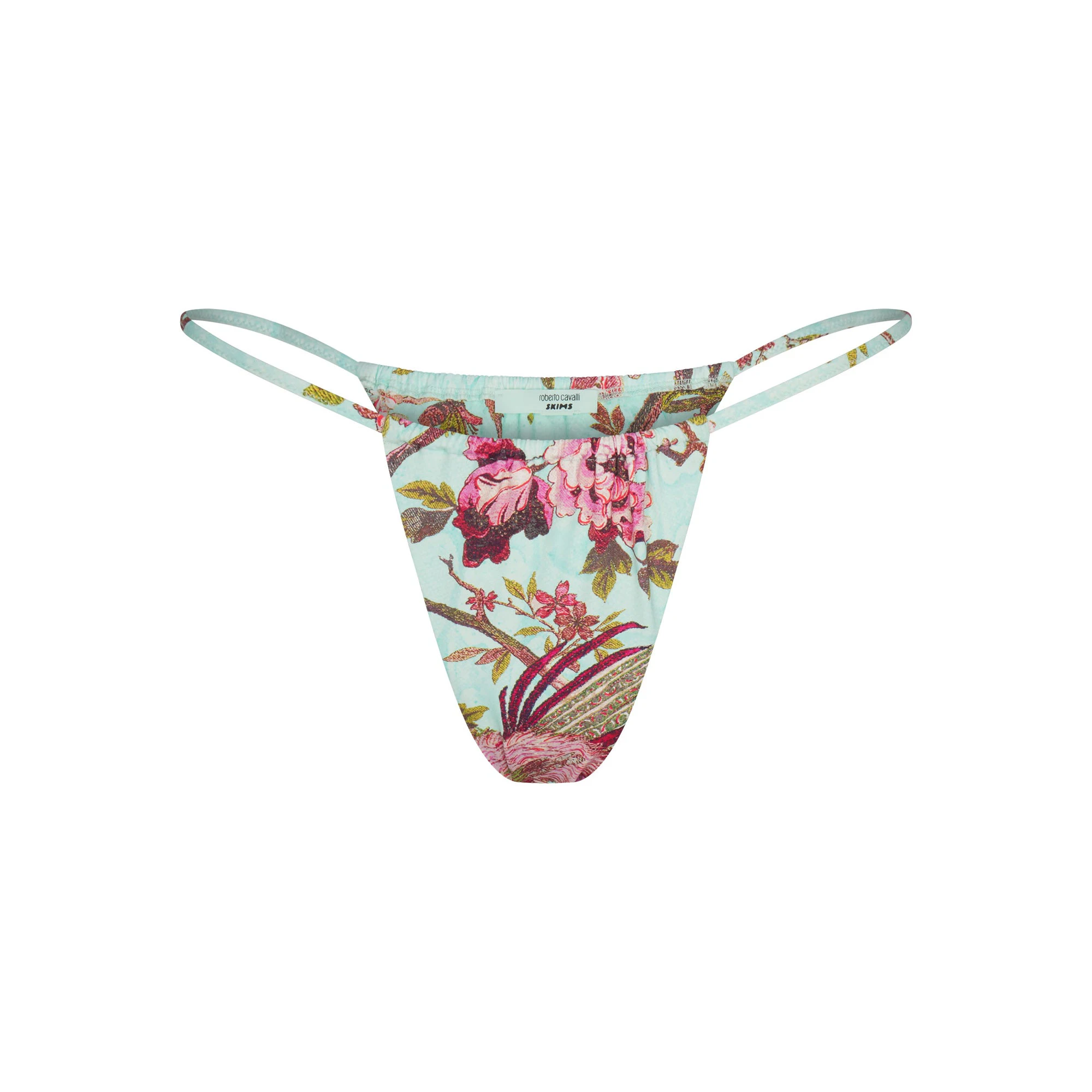 ROBERTO CAVALLI X SKIMS STRING BIKINI BOTTOM | FAGIANELLA PRINT FLAT ON A WHITE BACKGROUND | FLT