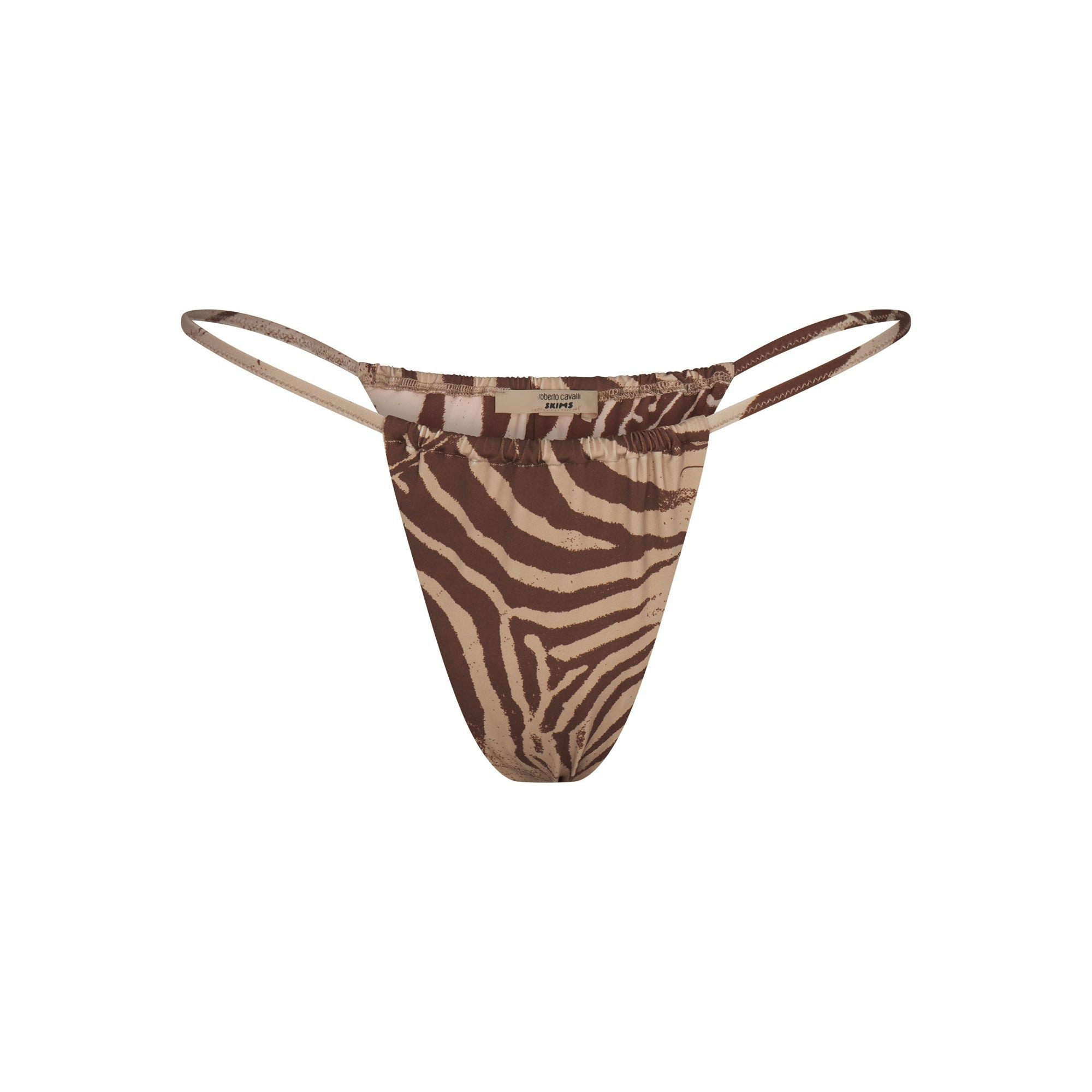 ROBERTO CAVALLI X SKIMS STRING BIKINI BOTTOM | ZEBRA PRINT FLAT ON A WHITE BACKGROUND | FLT