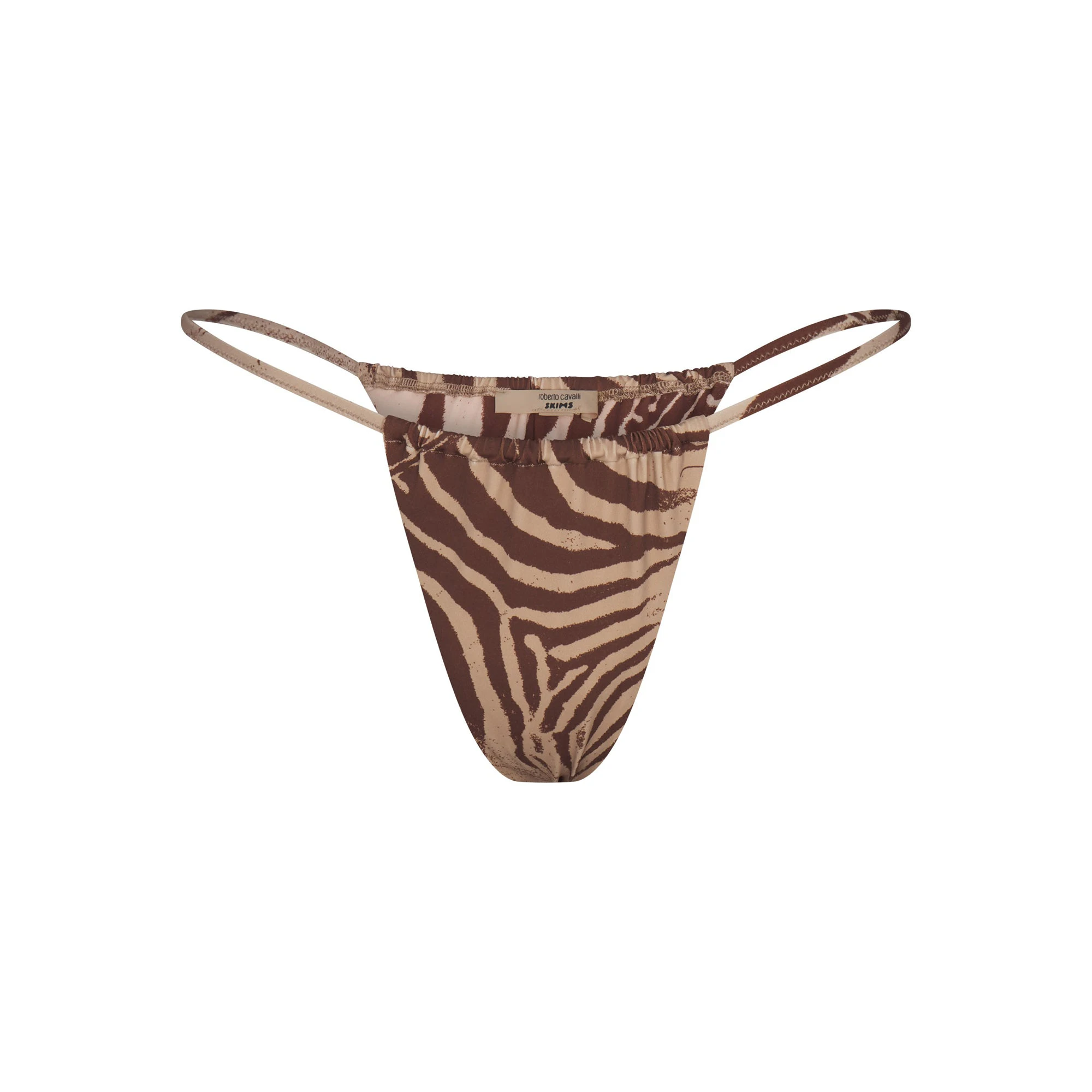 ROBERTO CAVALLI X SKIMS STRING BIKINI BOTTOM | ZEBRA PRINT FLAT ON A WHITE BACKGROUND | FLT