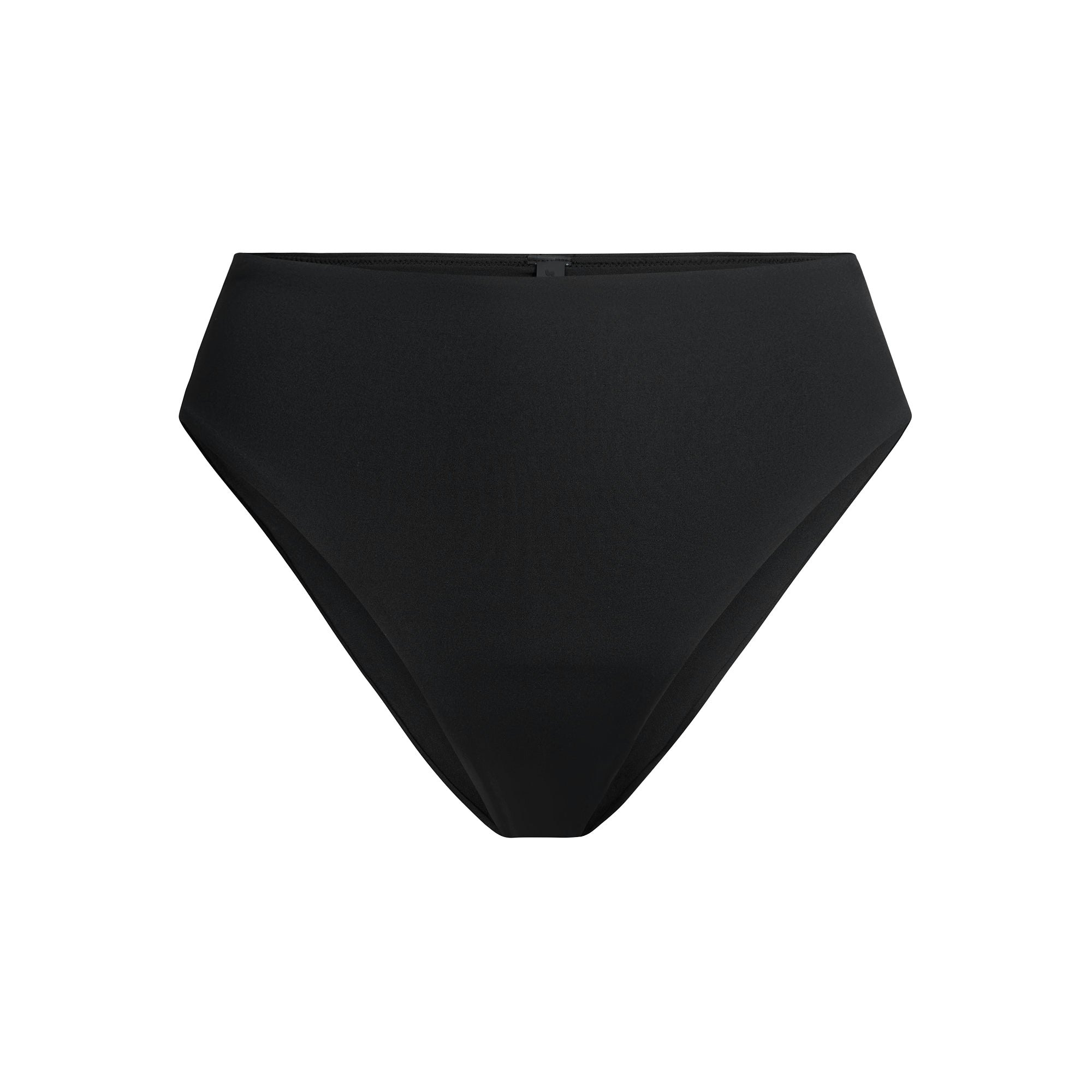 SIGNATURE SWIM HIGH-WAISTED BIKINI BOTTOM | ONYX FLAT ON A WHITE BACKGROUND | FLT