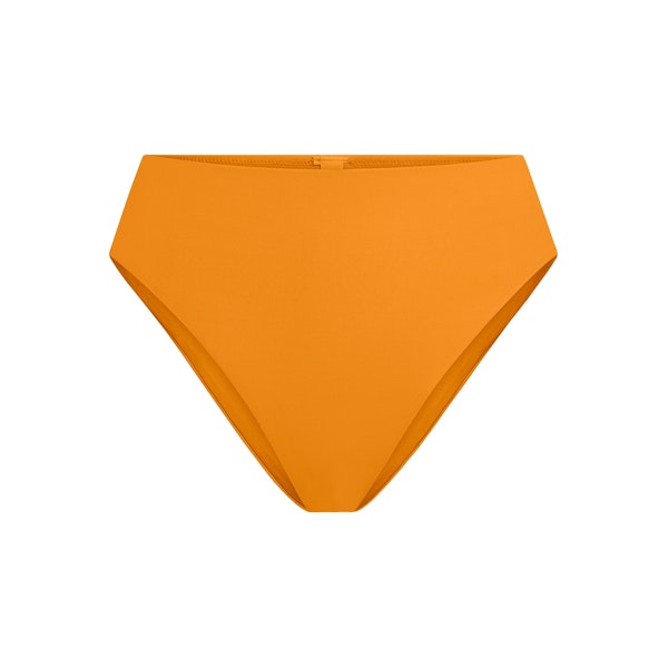 SIGNATURE SWIM HIGH-WAISTED BIKINI BOTTOM | TANGERINE FLAT ON A WHITE BACKGROUND | FLT
