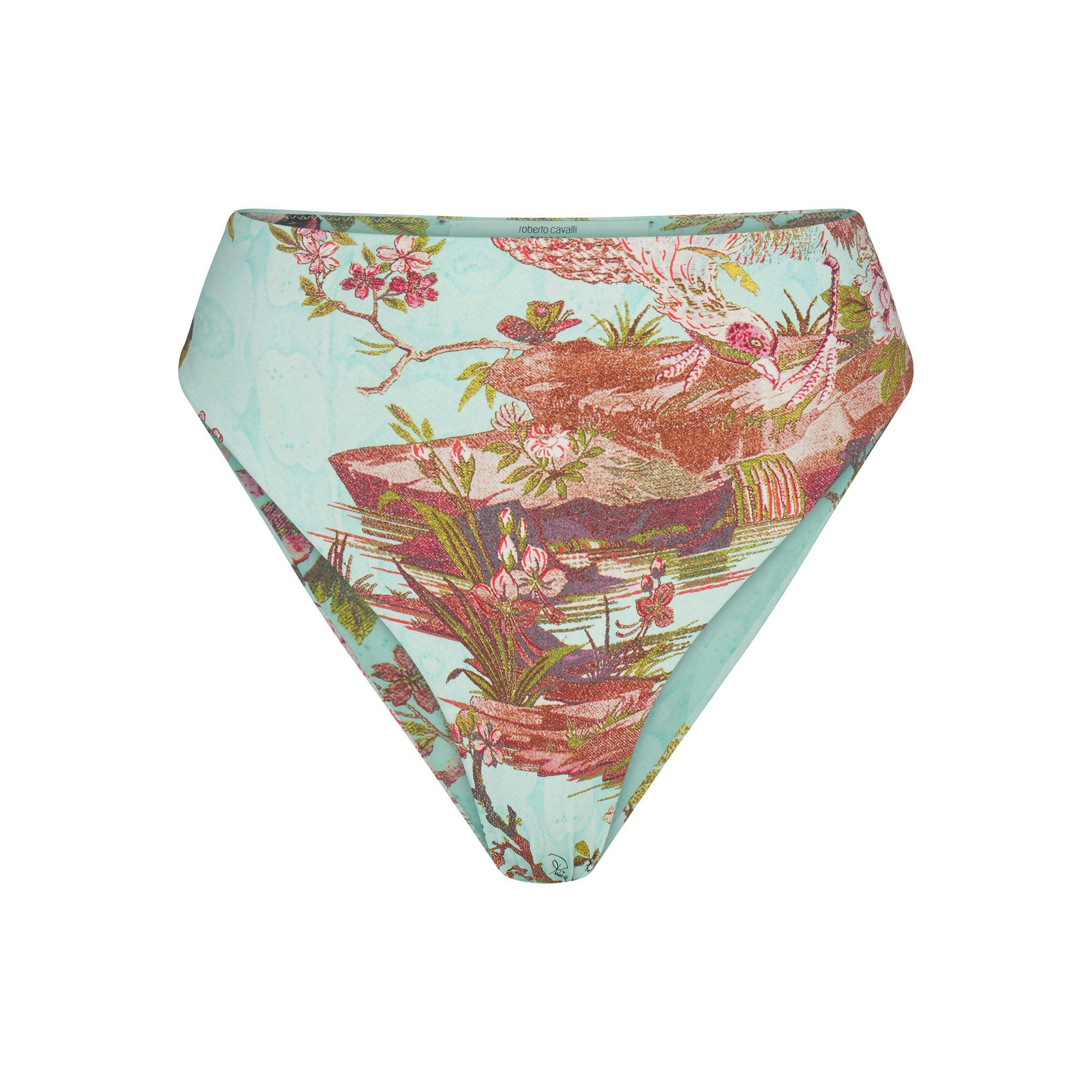 ROBERTO CAVALLI X SKIMS HIGH-WAISTED BIKINI BOTTOM | FAGIANELLA PRINT FLAT ON A WHITE BACKGROUND | FLT