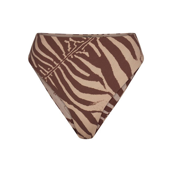 ROBERTO CAVALLI X SKIMS HIGH-WAISTED BIKINI BOTTOM | ZEBRA PRINT FLAT ON A WHITE BACKGROUND | FLT