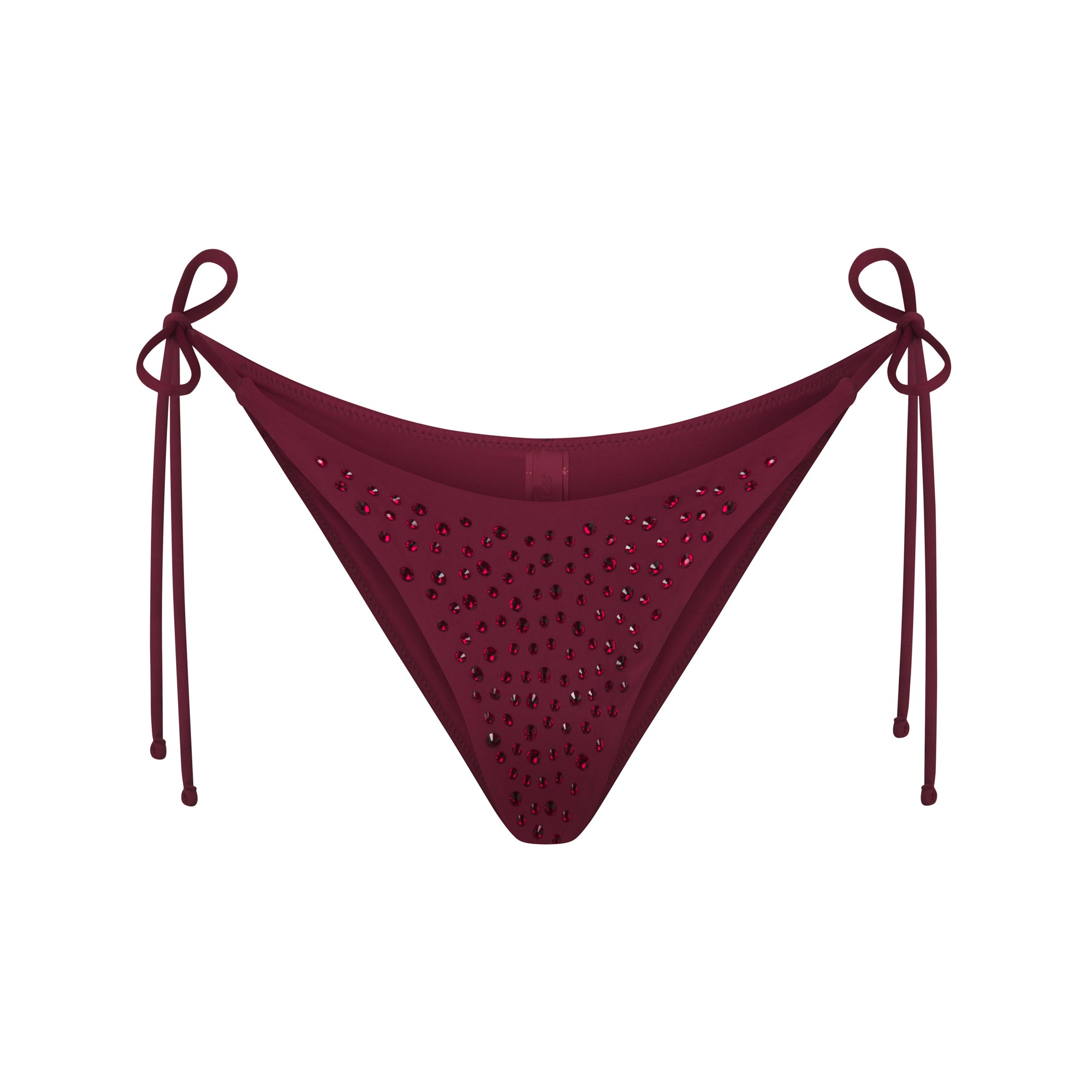 RHINESTONE TIE BIKINI BOTTOM WINE