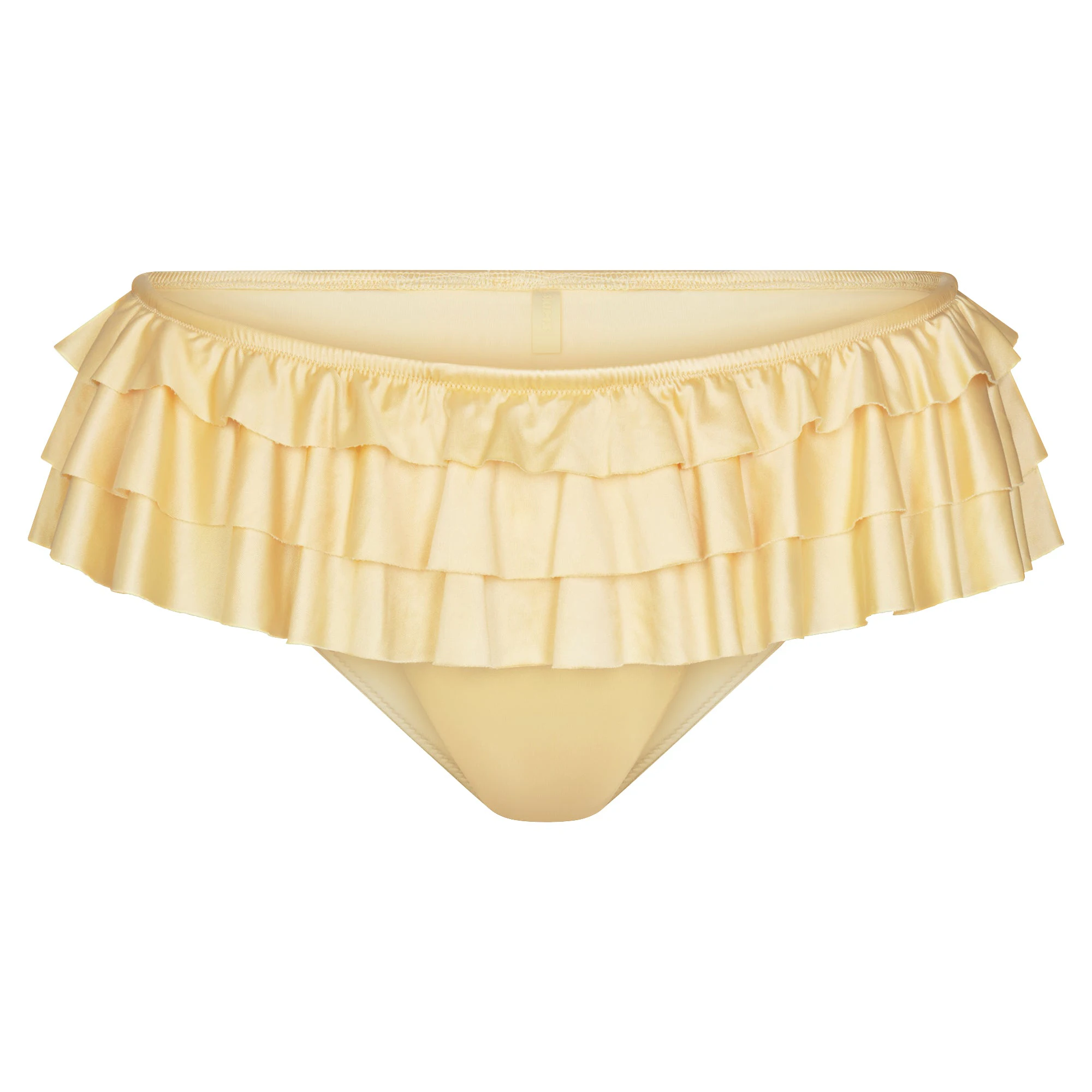 SATIN SWIM RUFFLE BIKINI BOTTOM | MARZIPAN FLAT ON A WHITE BACKGROUND | FLT