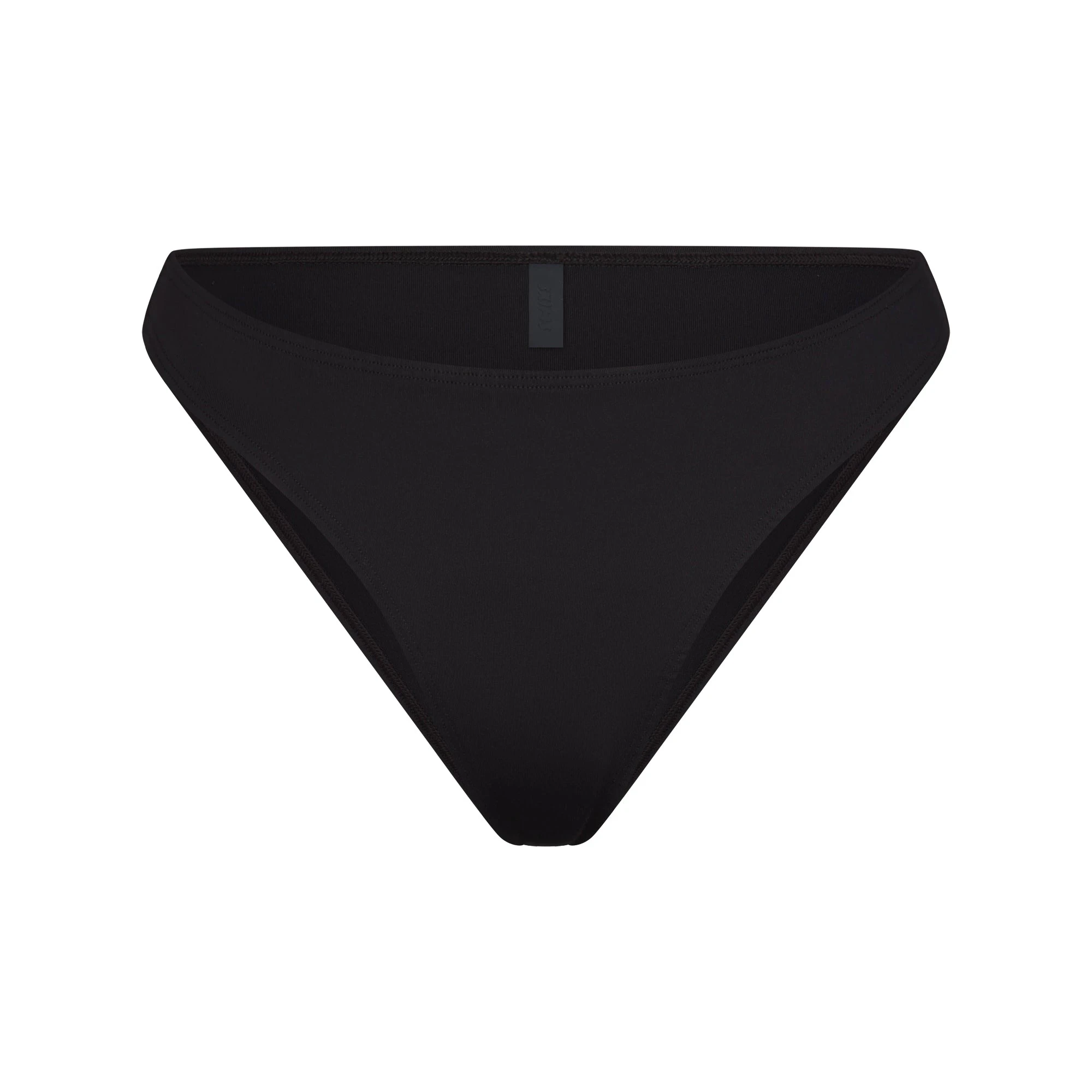ICONIC SWIM HIGH LEG BIKINI BOTTOM | OBSIDIAN FLAT ON A WHITE BACKGROUND | FLT