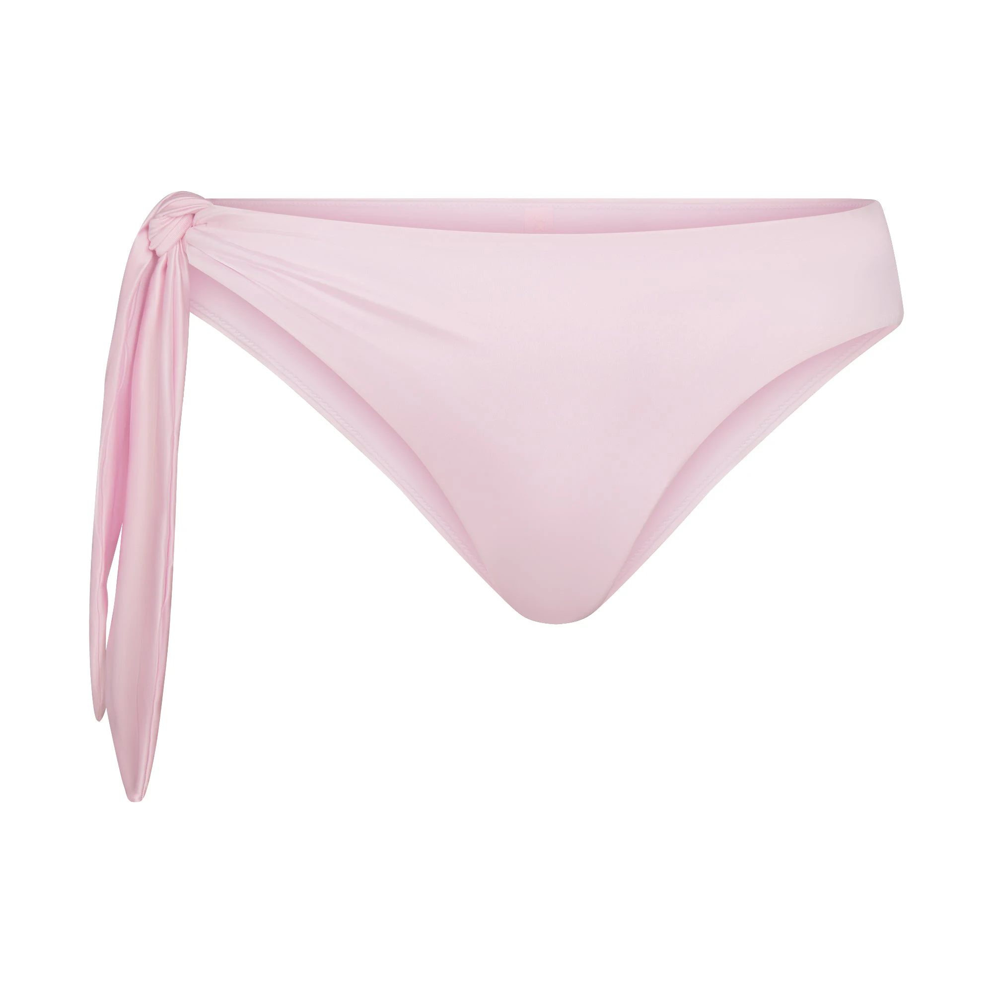 SATIN SWIM TIE SIDE BIKINI BOTTOM | CHERRY BLOSSOM FLAT ON A WHITE BACKGROUND | FLT