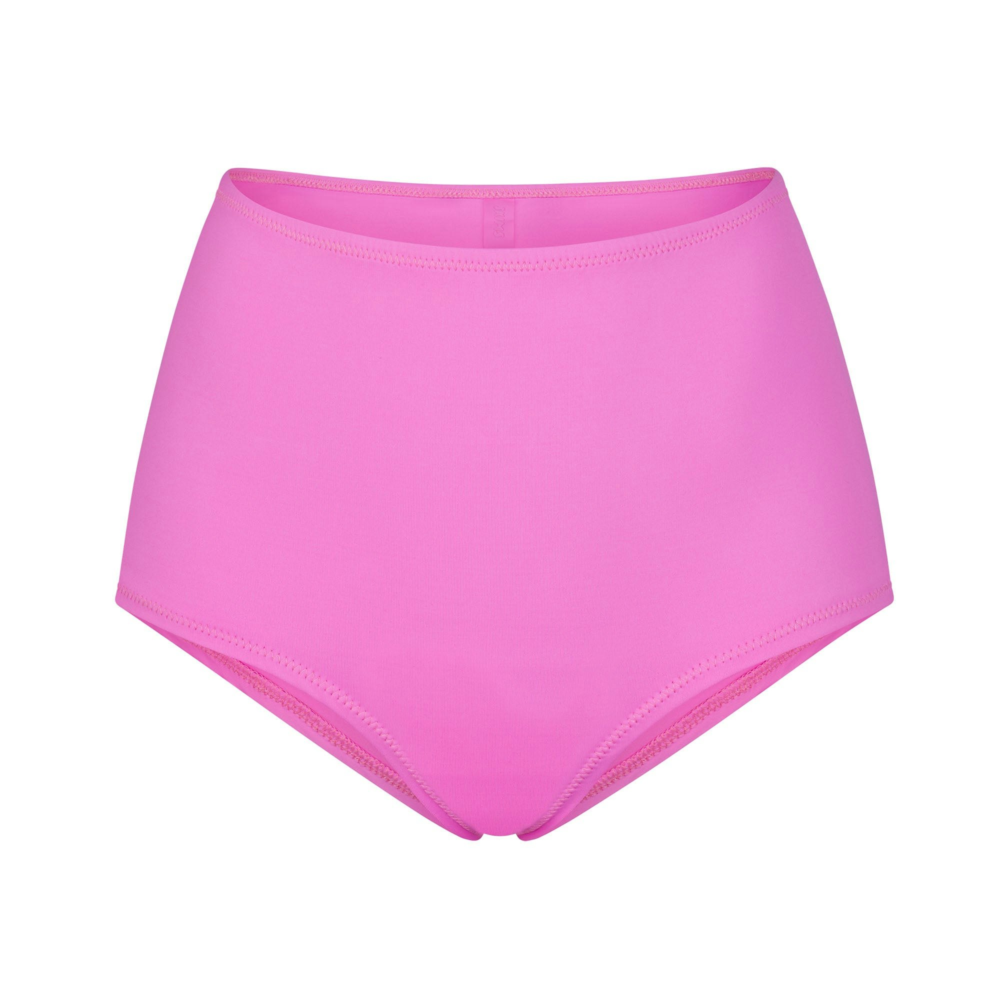 SIGNATURE SWIM BOY SHORT | NEON ORCHID (BIKINI BOTTOMS, SWIM) LAYS FLAT ON A WHITE BACKGROUND | FLT