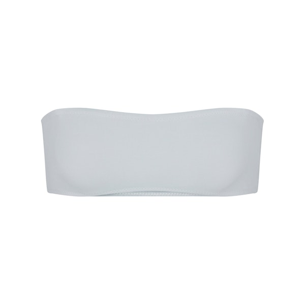 SWIM MICRO BANDEAU BIKINI TOP LAYS FLAT ON A WHITE BACKGROUND