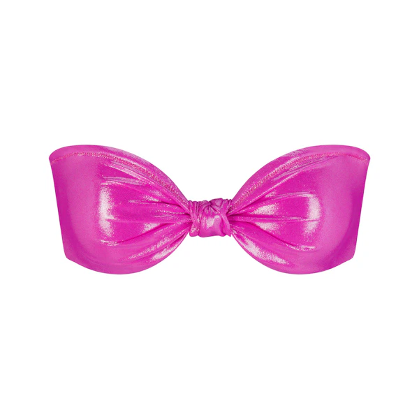 LIQUID SHINE SWIM KNOTTED BANDEAU BIKINI TOP | LOLLIPOP (BIKINI TOPS, SWIM) LAYS FLAT ON A WHITE BACKGROUND | FLT