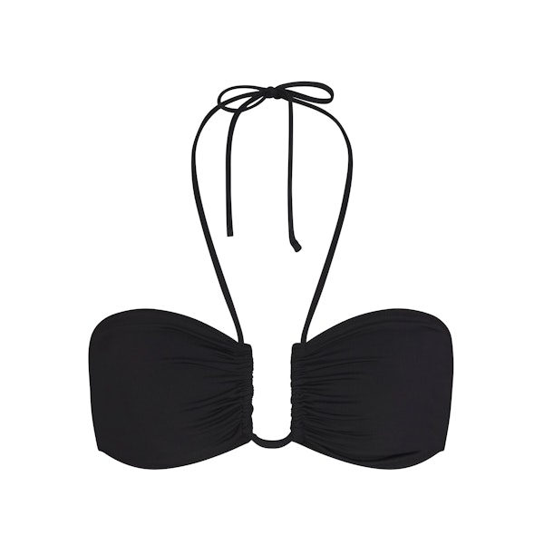 SIGNATURE SWIM HALTER BIKINI TOP | ONYX FLAT ON A WHITE BACKGROUND | FLT