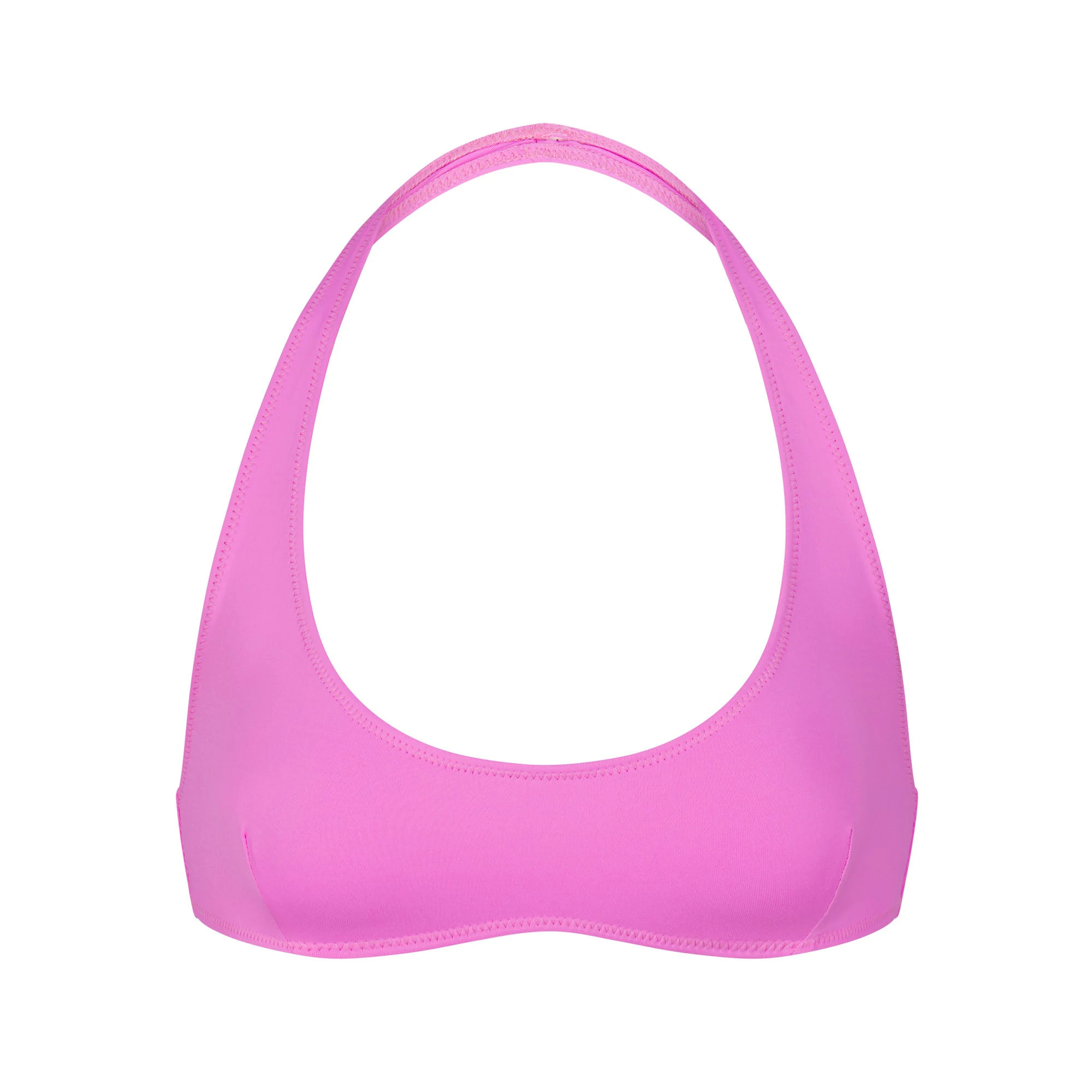 SIGNATURE SWIM HALTER SCOOP BIKINI TOP | NEON ORCHID (BIKINI TOPS, SWIM) LAYS FLAT ON A WHITE BACKGROUND | FLT