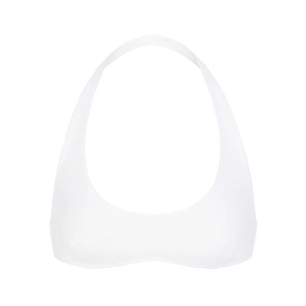 SIGNATURE SWIM HALTER SCOOP BIKINI TOP | SNOW (BIKINI TOPS, SWIM) LAYS FLAT ON A WHITE BACKGROUND