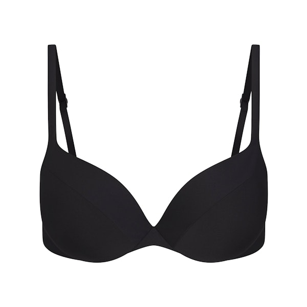 SIGNATURE SWIM ULTIMATE PUSH-UP TIE BACK BIKINI TOP | ONYX LAYS FLAT ON A WHITE BACKGROUND | FLT