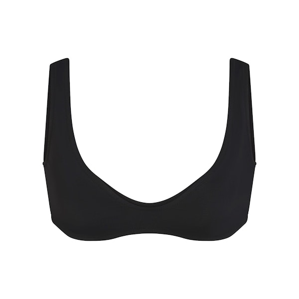 SIGNATURE SWIM HALTER BIKINI TOP | ONYX FLAT ON A WHITE BACKGROUND | FLT