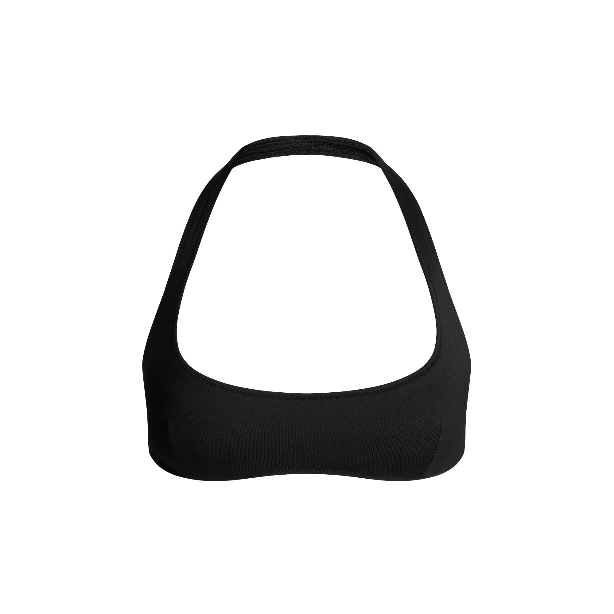 SIGNATURE SWIM HALTER SCOOP BIKINI TOP | ONYX FLAT ON A WHITE BACKGROUND | FLT