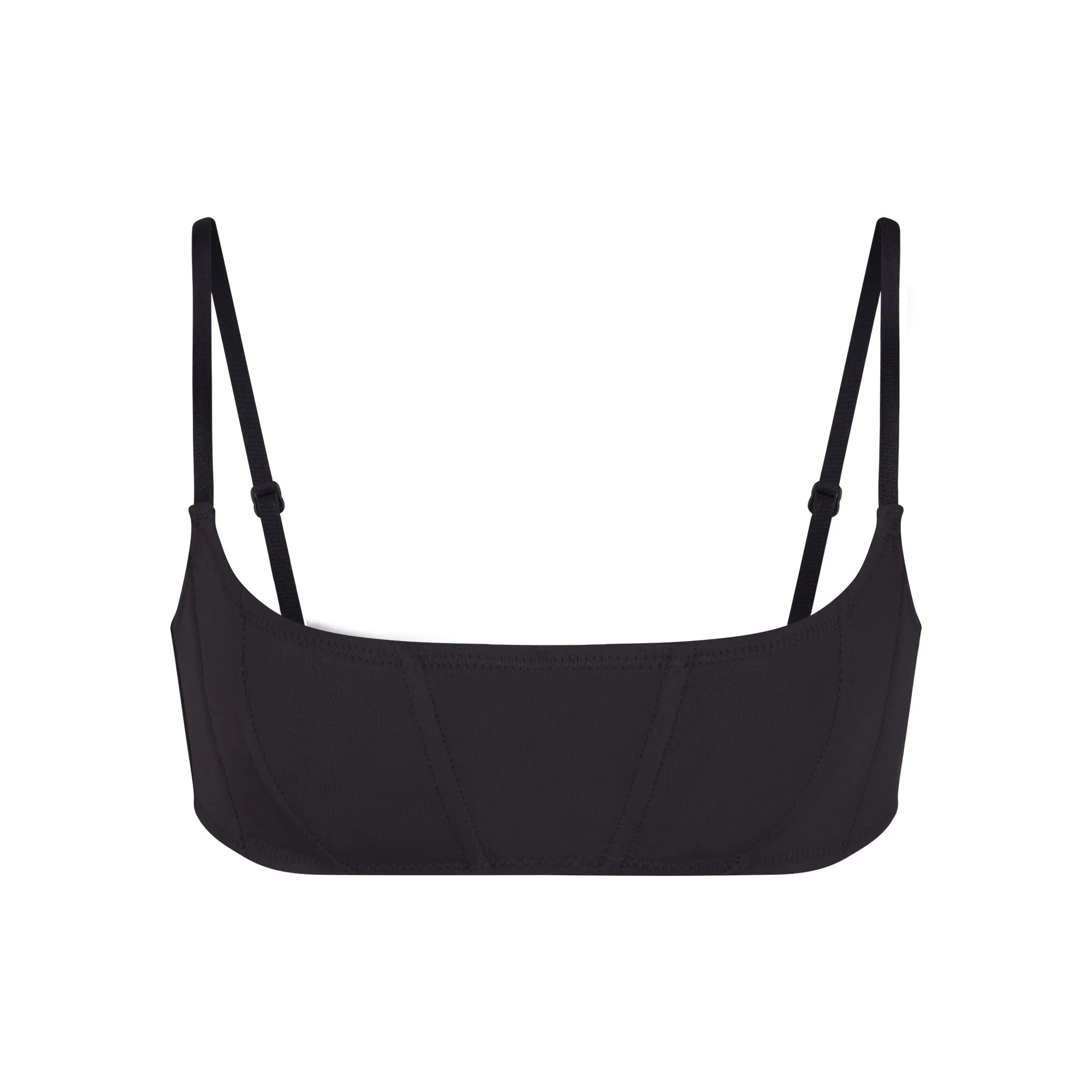 SIGNATURE SWIM CORSET BIKINI TOP | ONYX (BIKINI TOPS, SWIM) LAYS FLAT ON A WHITE BACKGROUND | FLT