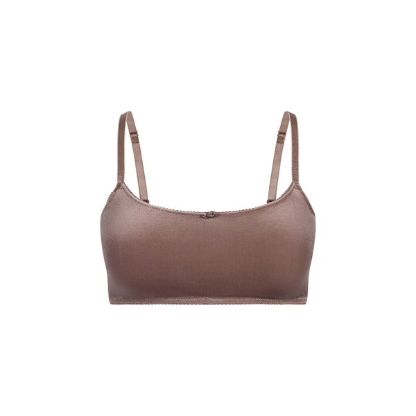 VELVET SWIM STRAIGHT NECK BIKINI TOP | UMBER FLAT ON A WHITE BACKGROUND | FLT