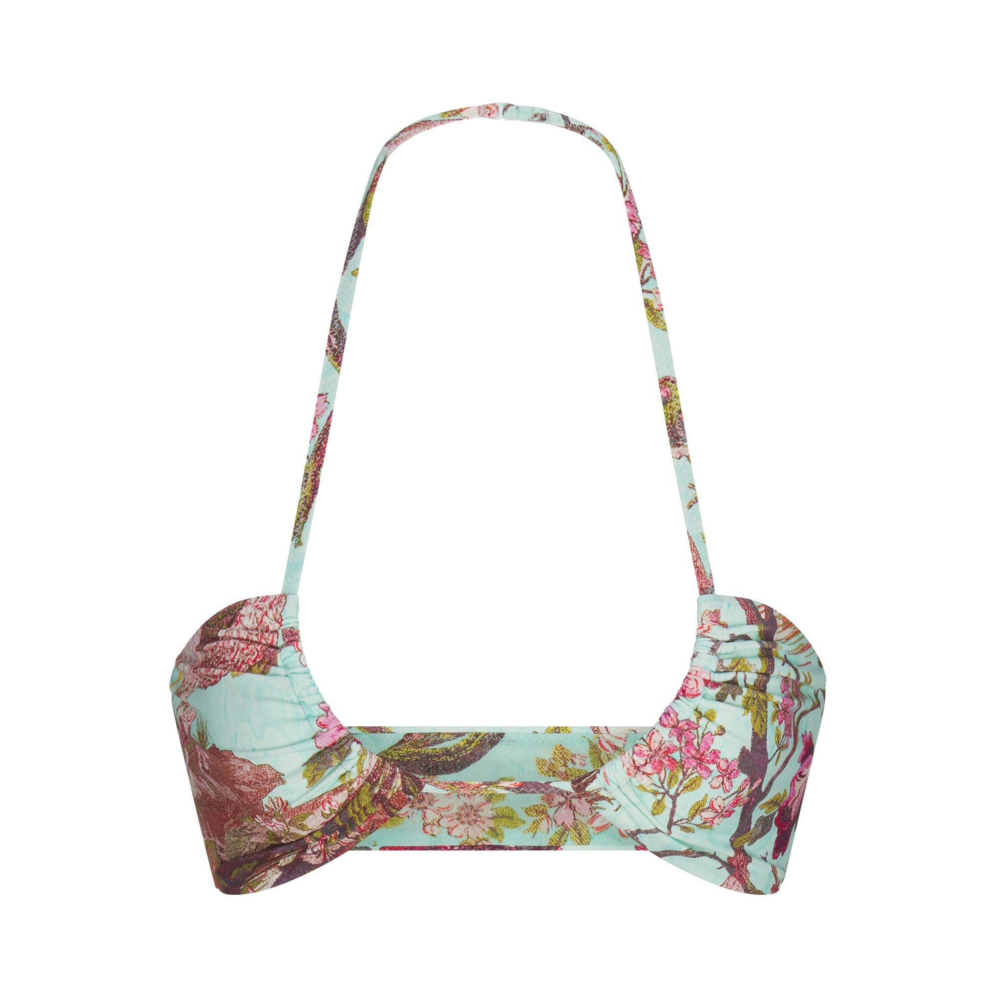 ROBERTO CAVALLI X SKIMS HALTER BIKINI TOP | FAGIANELLA PRINT FLAT ON A WHITE BACKGROUND | FLT