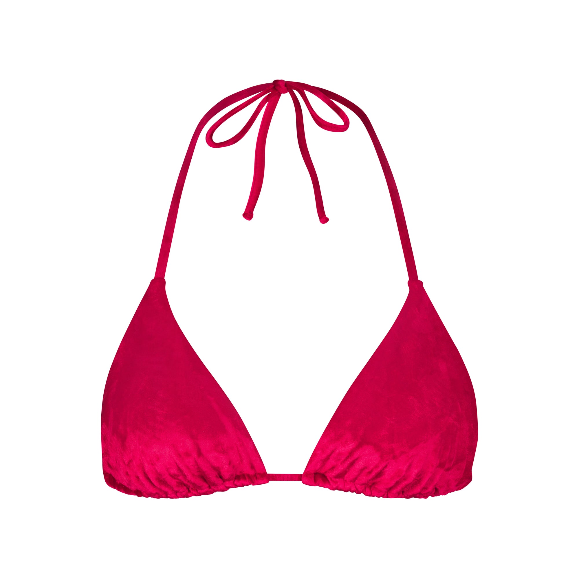 CRUSHED VELVET TRIANGLE BIKINI TOP LIPS