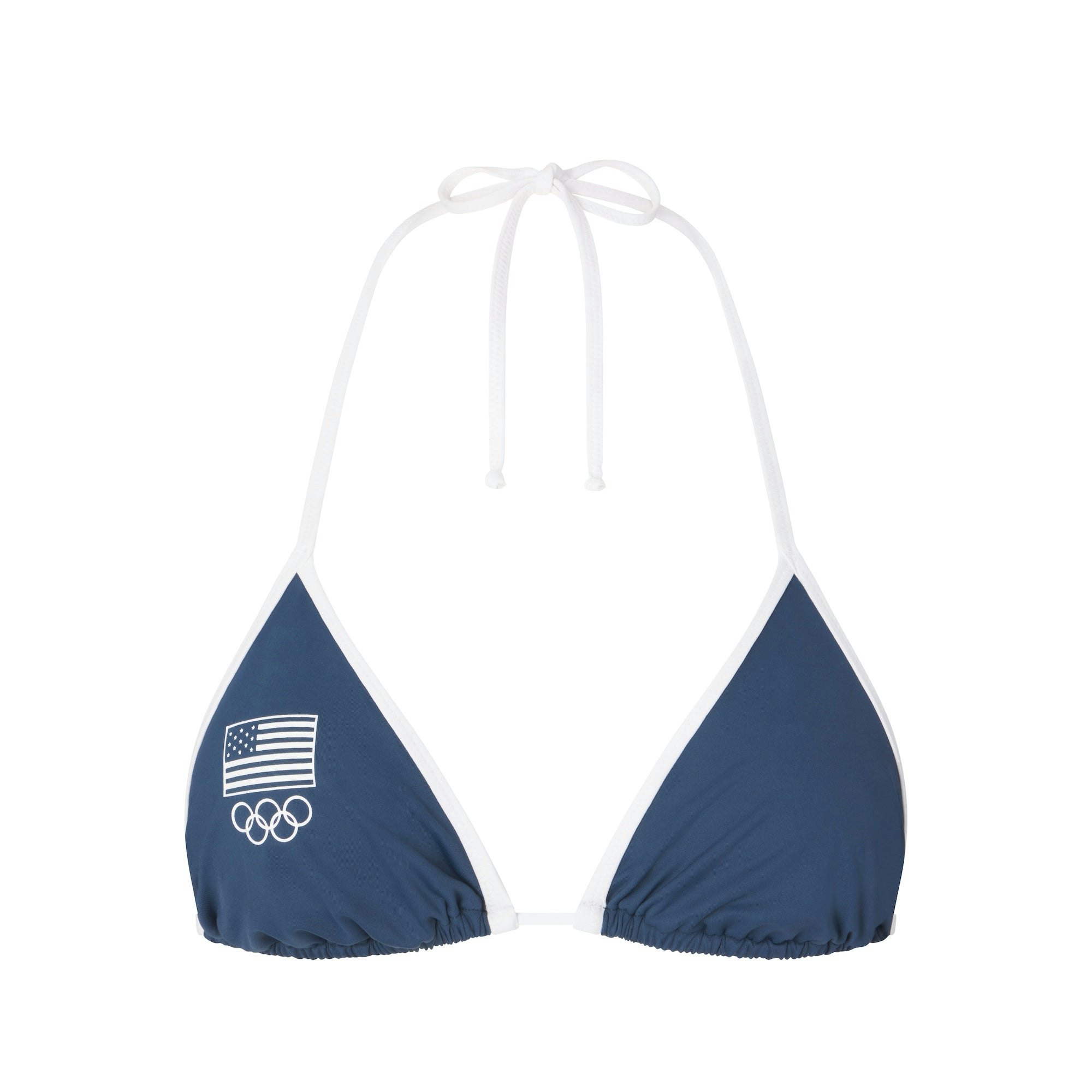 SKIMS FOR TEAM USA SIGNATURE SWIM OLYMPIC TRIANGLE TOP | NAVY (BIKINI TOPS, SWIM) FLAT ON A WHITE BACKGROUND | FLT
